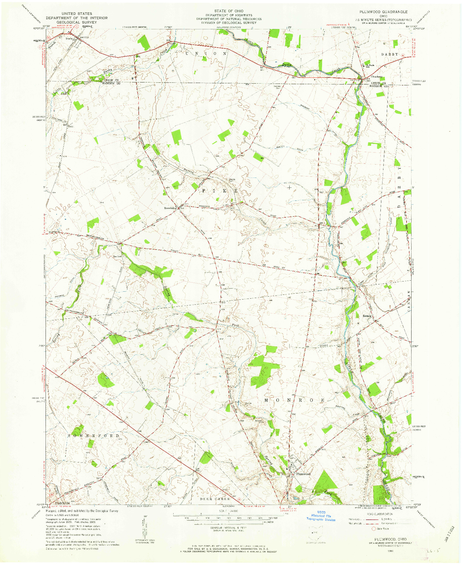 USGS 1:24000-SCALE QUADRANGLE FOR PLUMWOOD, OH 1961