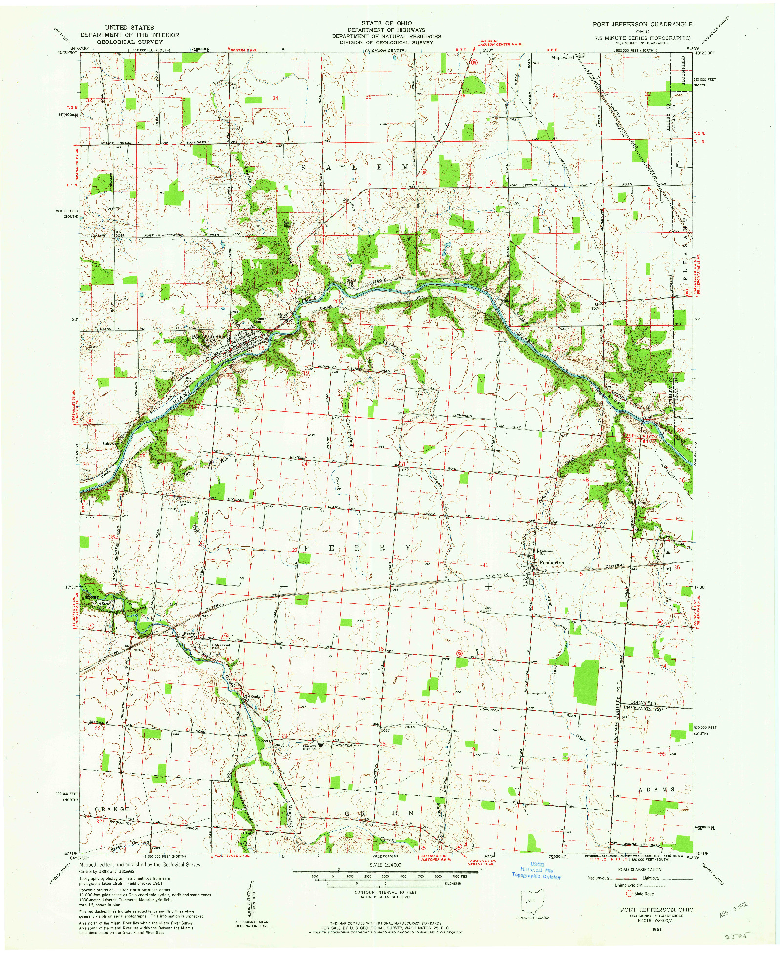 USGS 1:24000-SCALE QUADRANGLE FOR PORT JEFFERSON, OH 1961