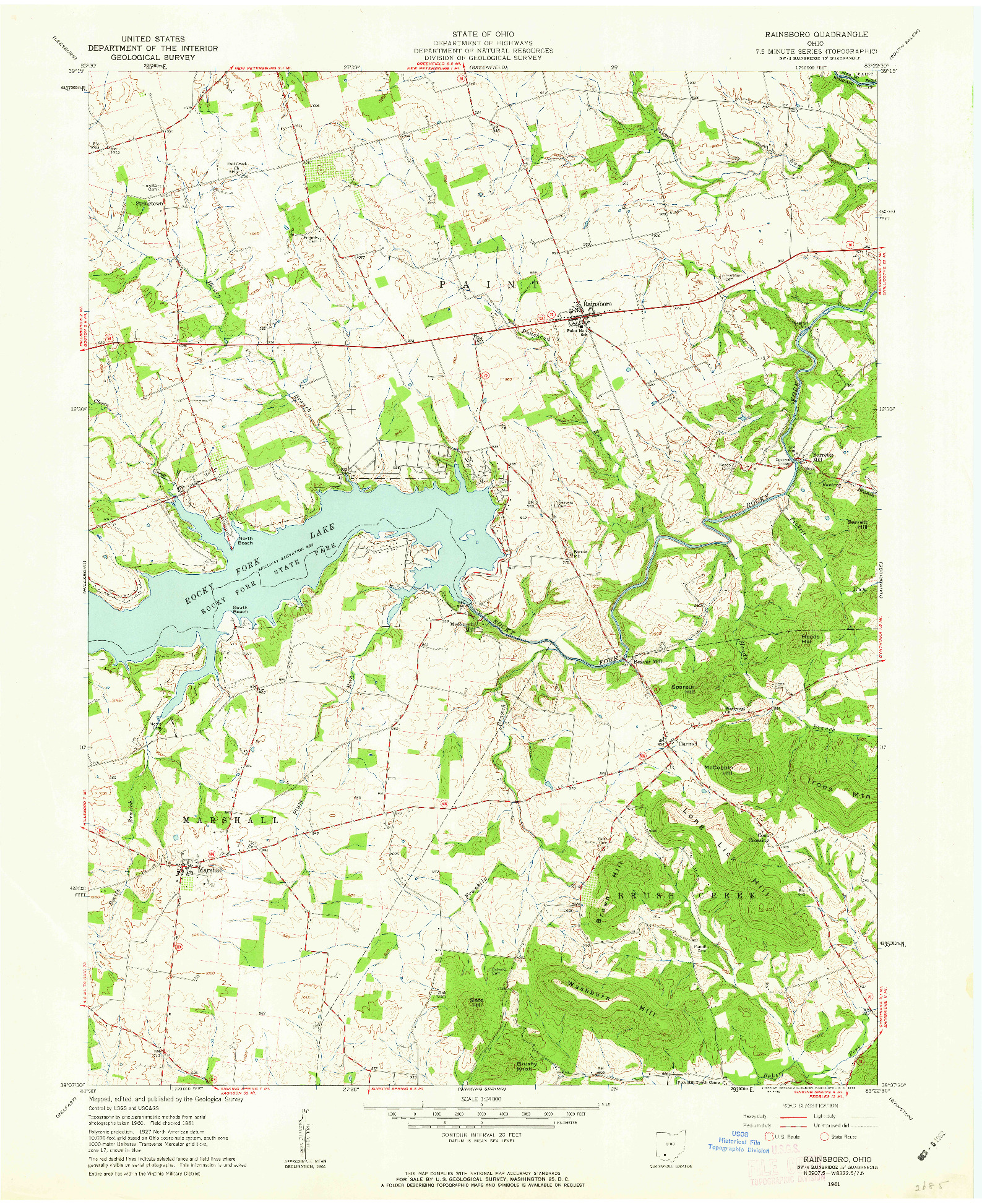 USGS 1:24000-SCALE QUADRANGLE FOR RAINSBORO, OH 1961