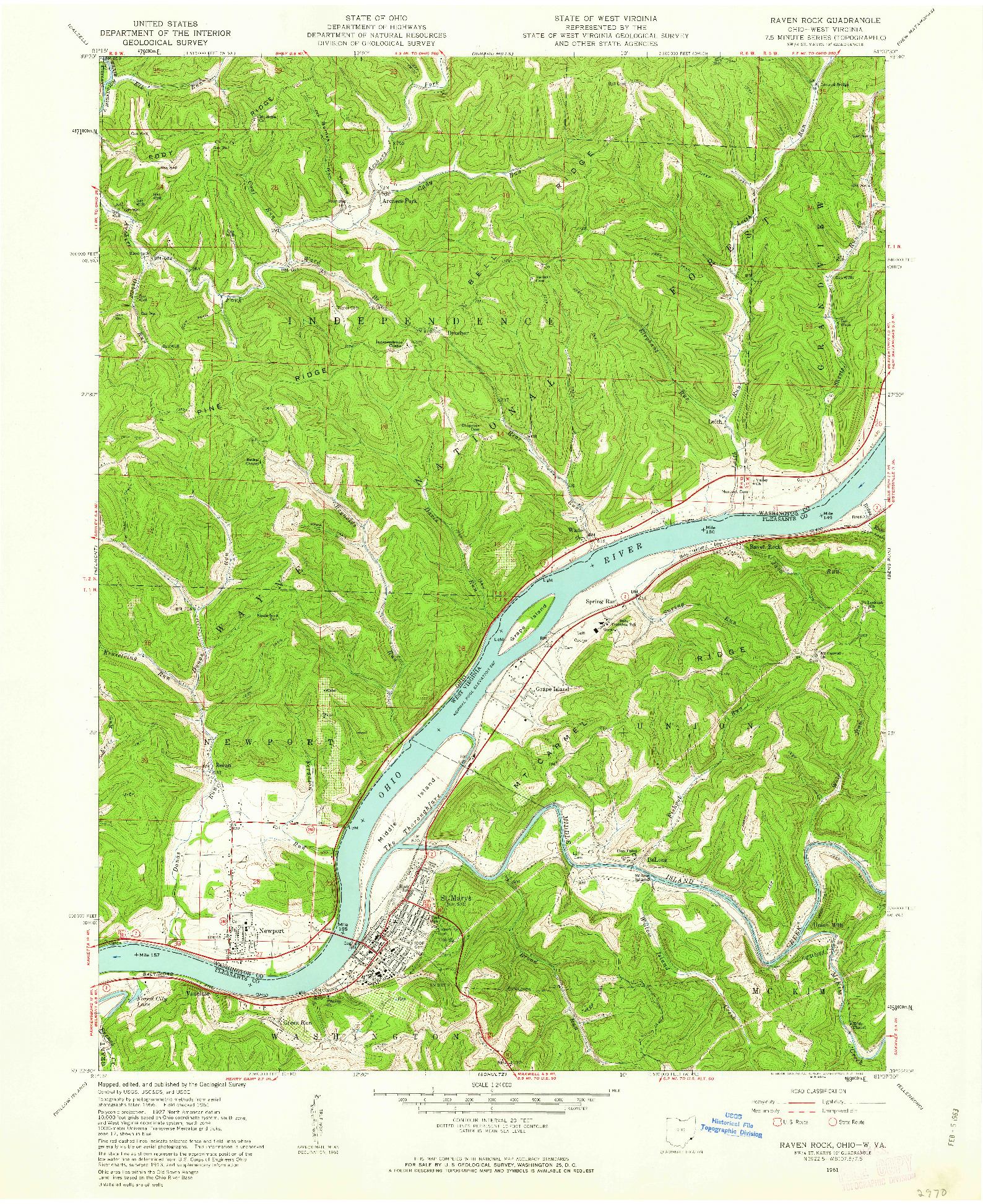 USGS 1:24000-SCALE QUADRANGLE FOR RAVEN ROCK, OH 1961