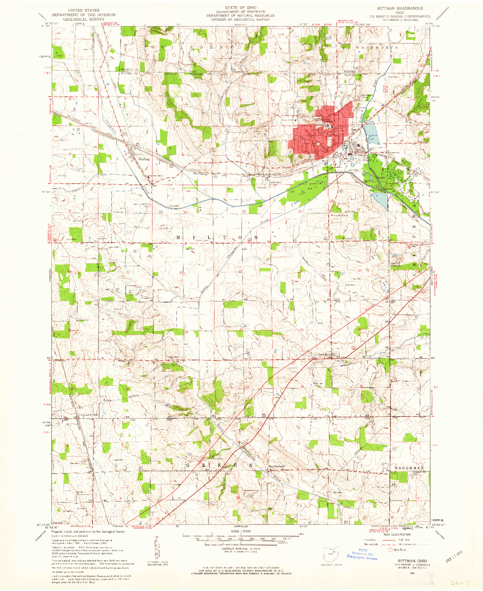 USGS 1:24000-SCALE QUADRANGLE FOR RITTMAN, OH 1961