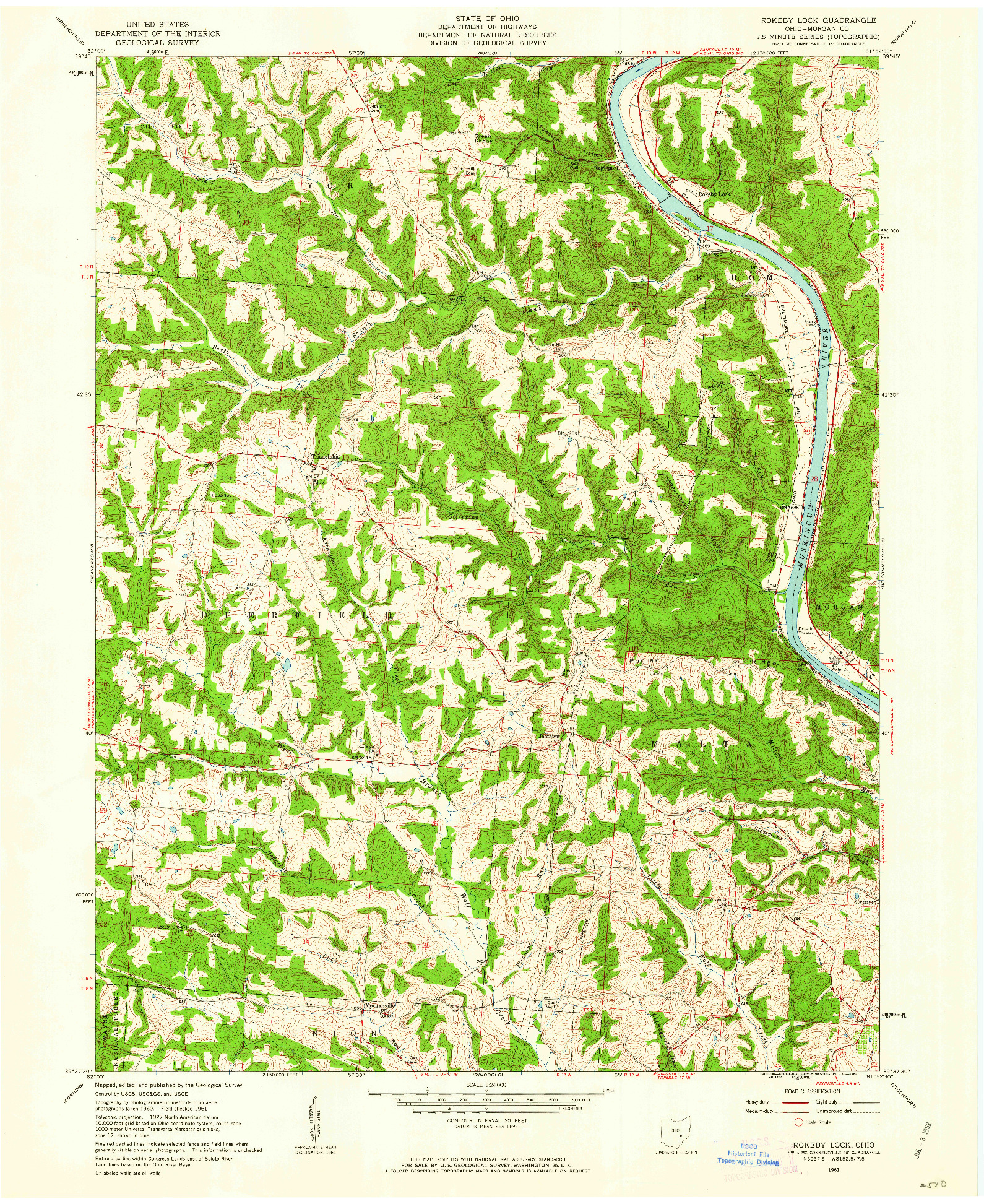 USGS 1:24000-SCALE QUADRANGLE FOR ROKEBY LOCK, OH 1961