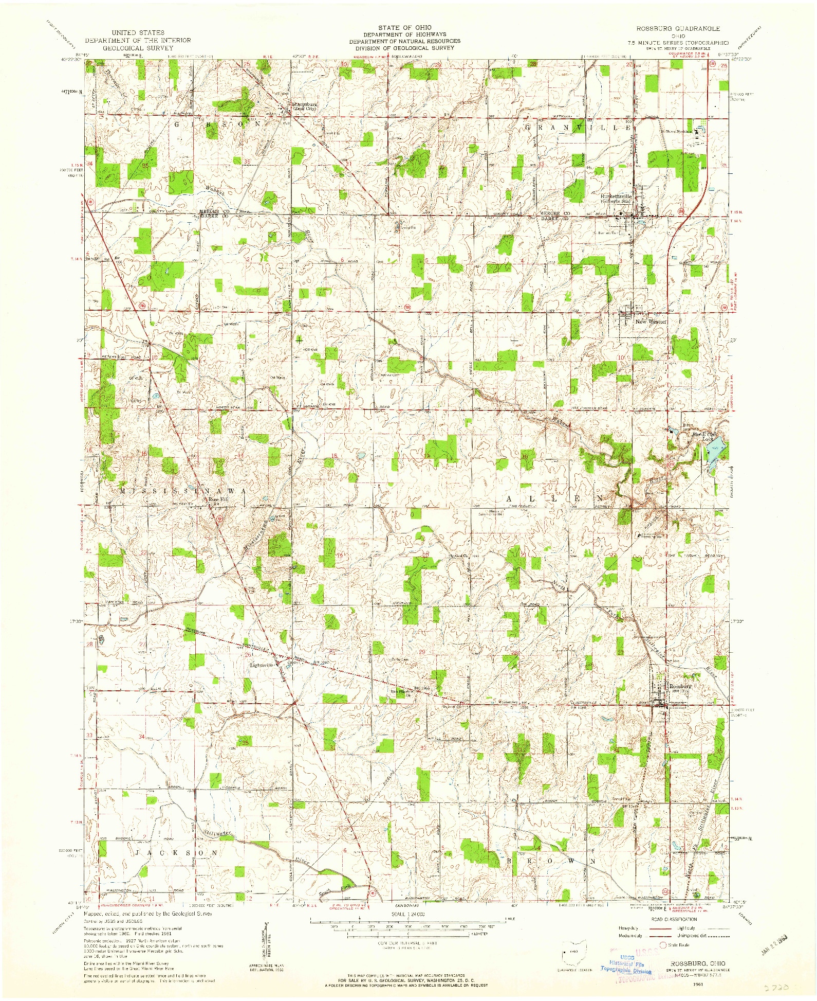 USGS 1:24000-SCALE QUADRANGLE FOR ROSSBURG, OH 1961