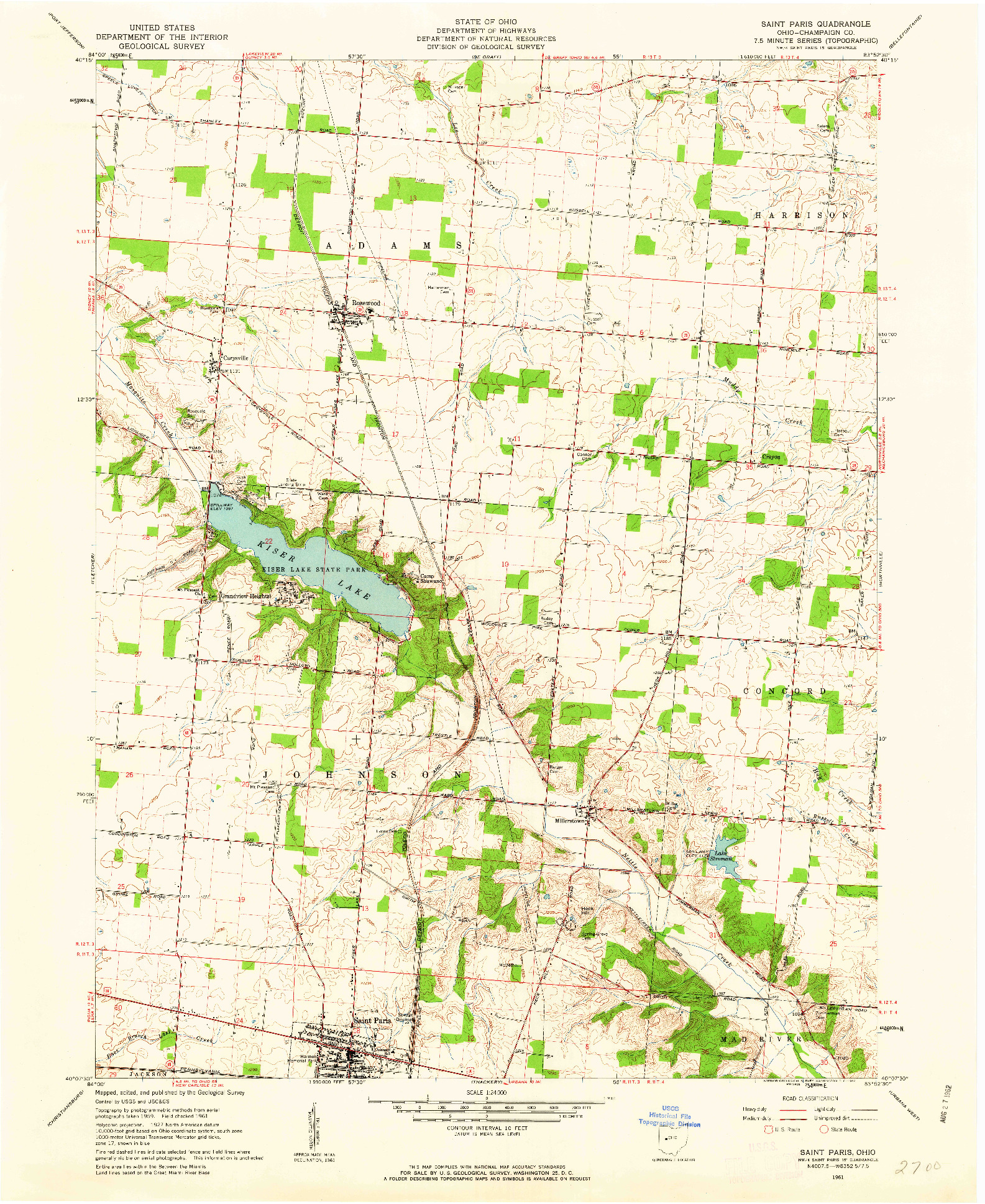 USGS 1:24000-SCALE QUADRANGLE FOR SAINT PARIS, OH 1961