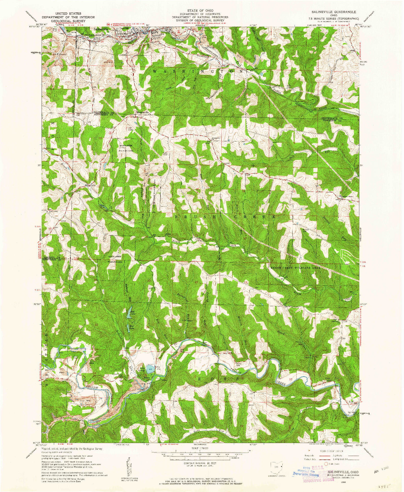 USGS 1:24000-SCALE QUADRANGLE FOR SALINEVILLE, OH 1960