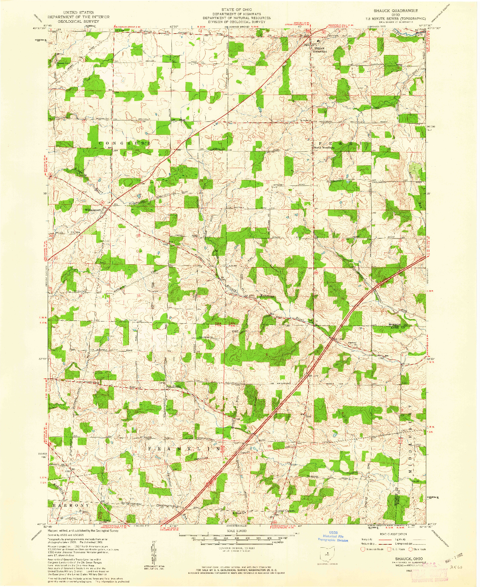 USGS 1:24000-SCALE QUADRANGLE FOR SHAUCK, OH 1961