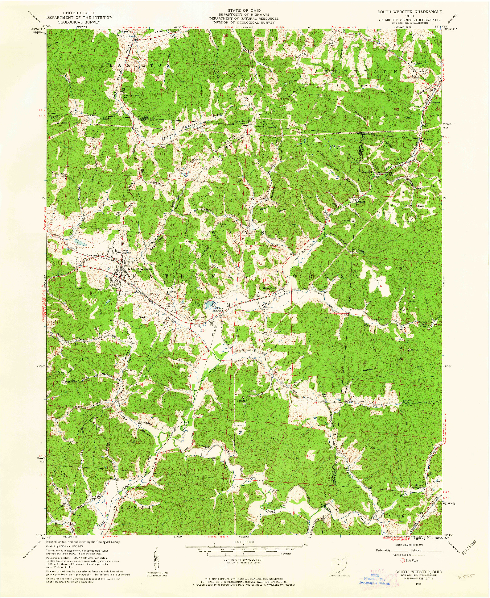 USGS 1:24000-SCALE QUADRANGLE FOR SOUTH WEBSTER, OH 1961