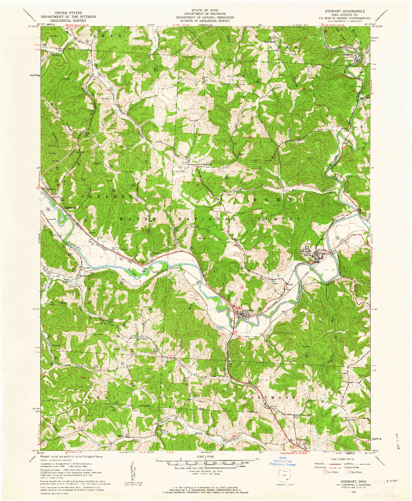 USGS 1:24000-SCALE QUADRANGLE FOR STEWART, OH 1961