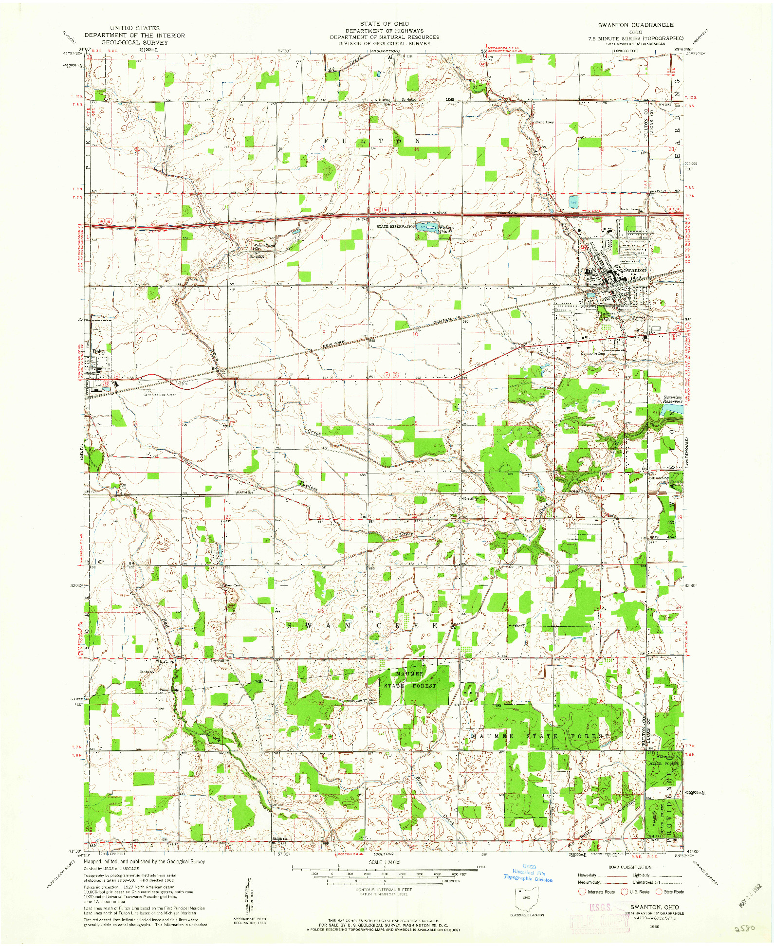 USGS 1:24000-SCALE QUADRANGLE FOR SWANTON, OH 1960