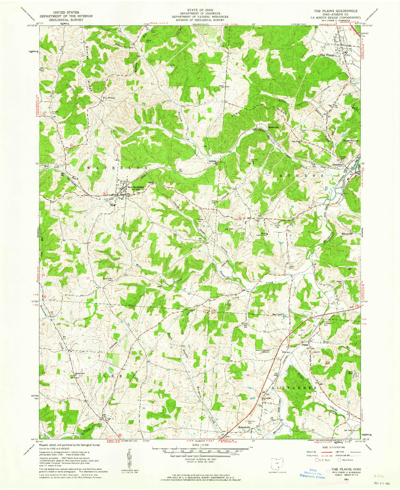 USGS 1:24000-SCALE QUADRANGLE FOR THE PLAINS, OH 1961