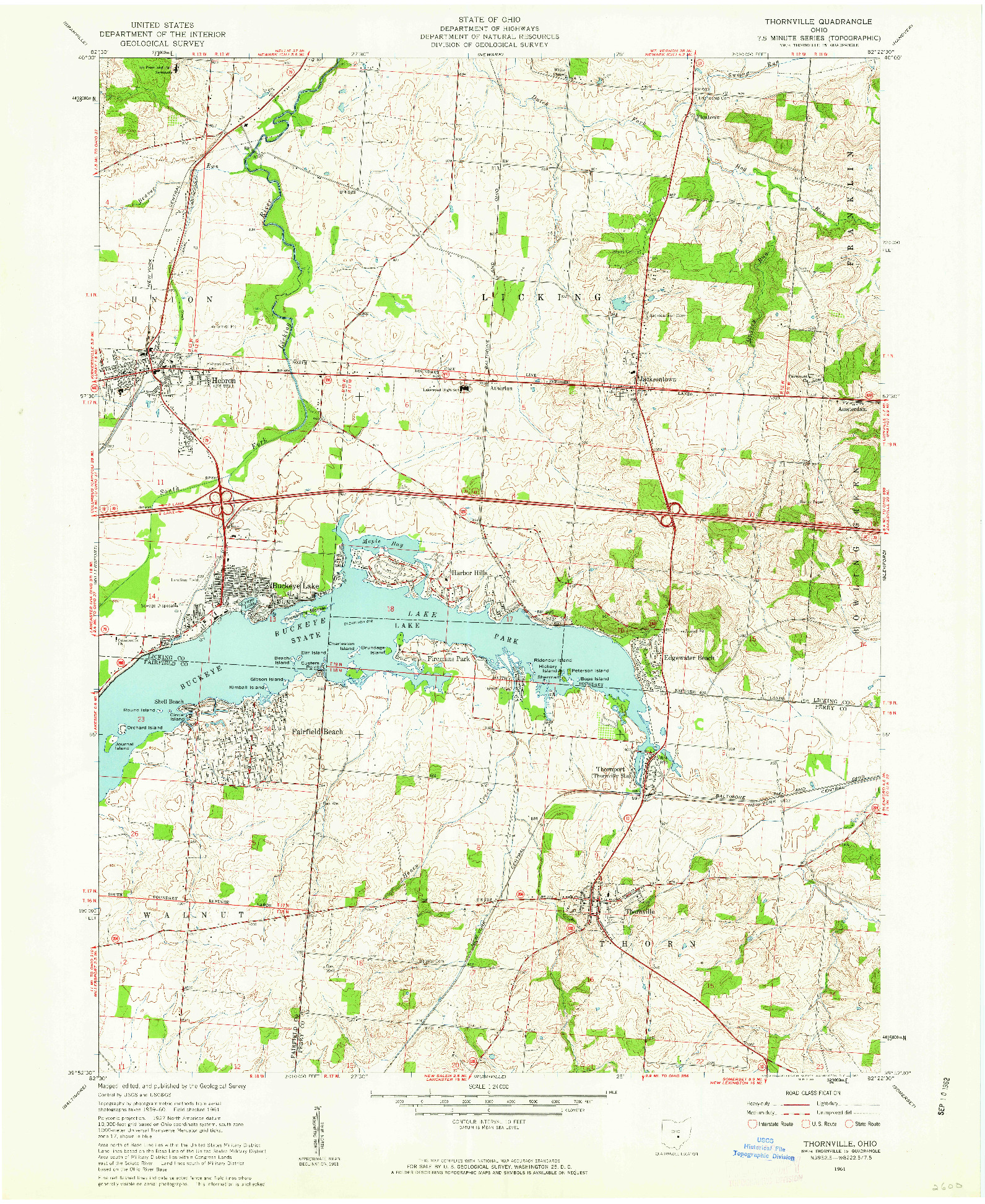 USGS 1:24000-SCALE QUADRANGLE FOR THORNVILLE, OH 1961