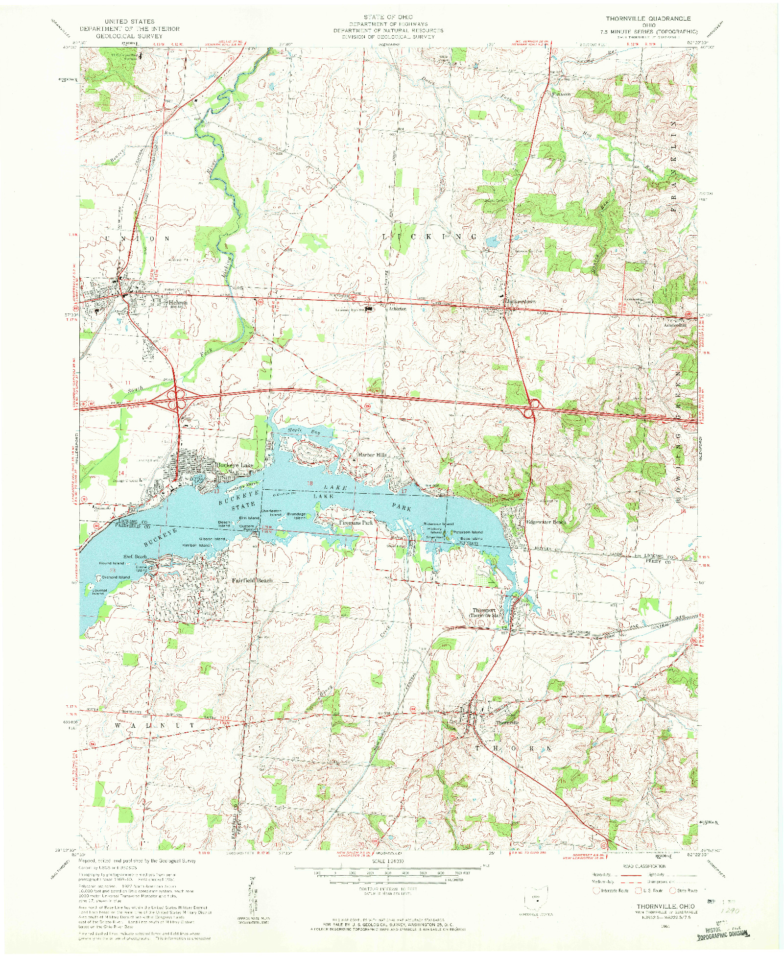 USGS 1:24000-SCALE QUADRANGLE FOR THORNVILLE, OH 1961