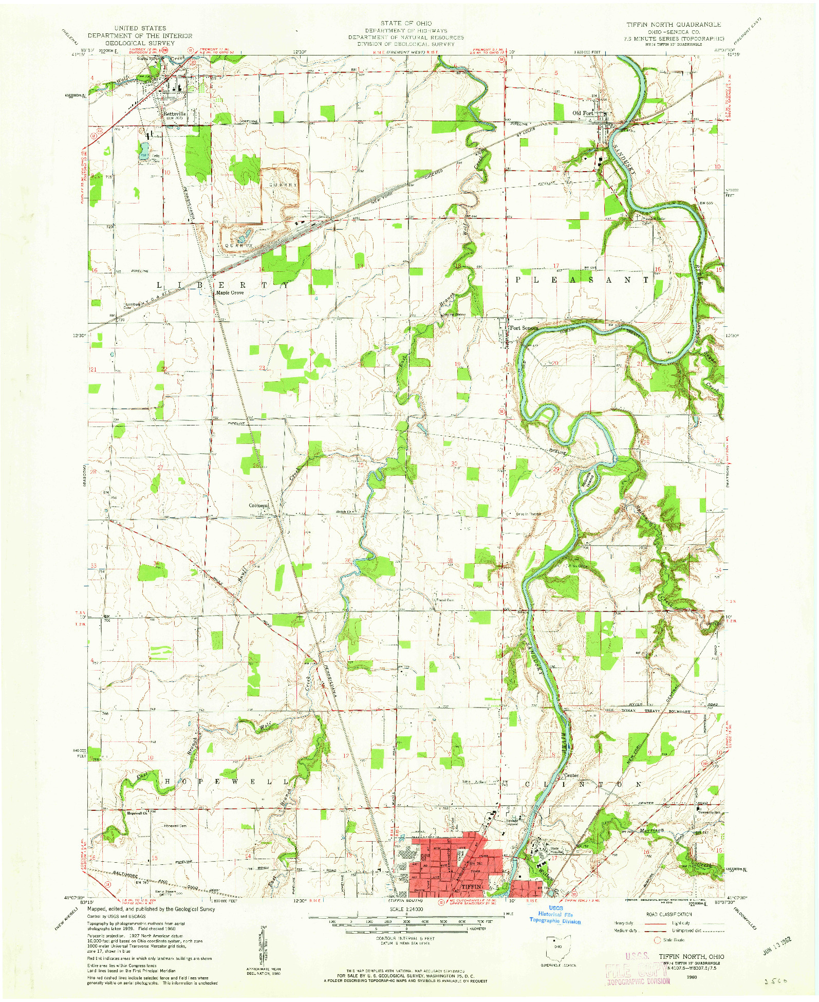 USGS 1:24000-SCALE QUADRANGLE FOR TIFFIN NORTH, OH 1960