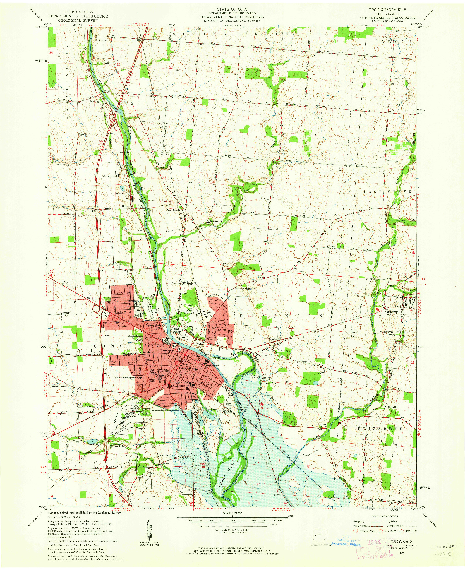 USGS 1:24000-SCALE QUADRANGLE FOR TROY, OH 1961