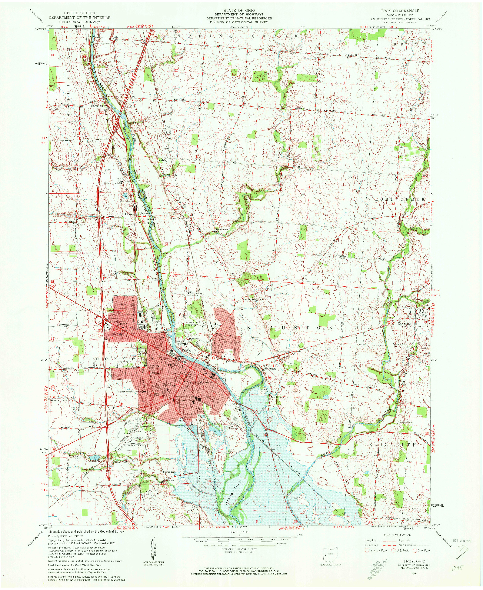 USGS 1:24000-SCALE QUADRANGLE FOR TROY, OH 1961