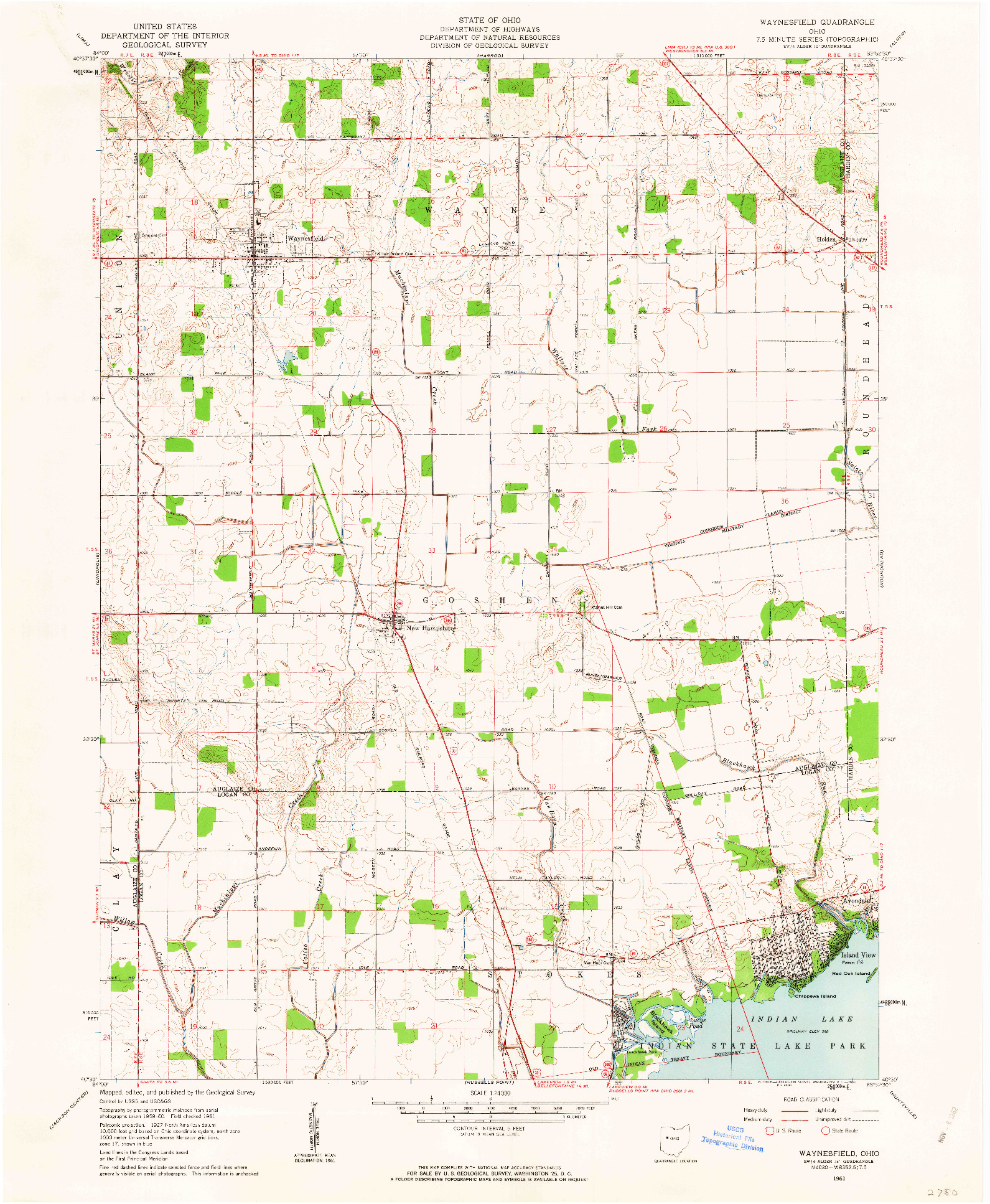 USGS 1:24000-SCALE QUADRANGLE FOR WAYNESFIELD, OH 1961