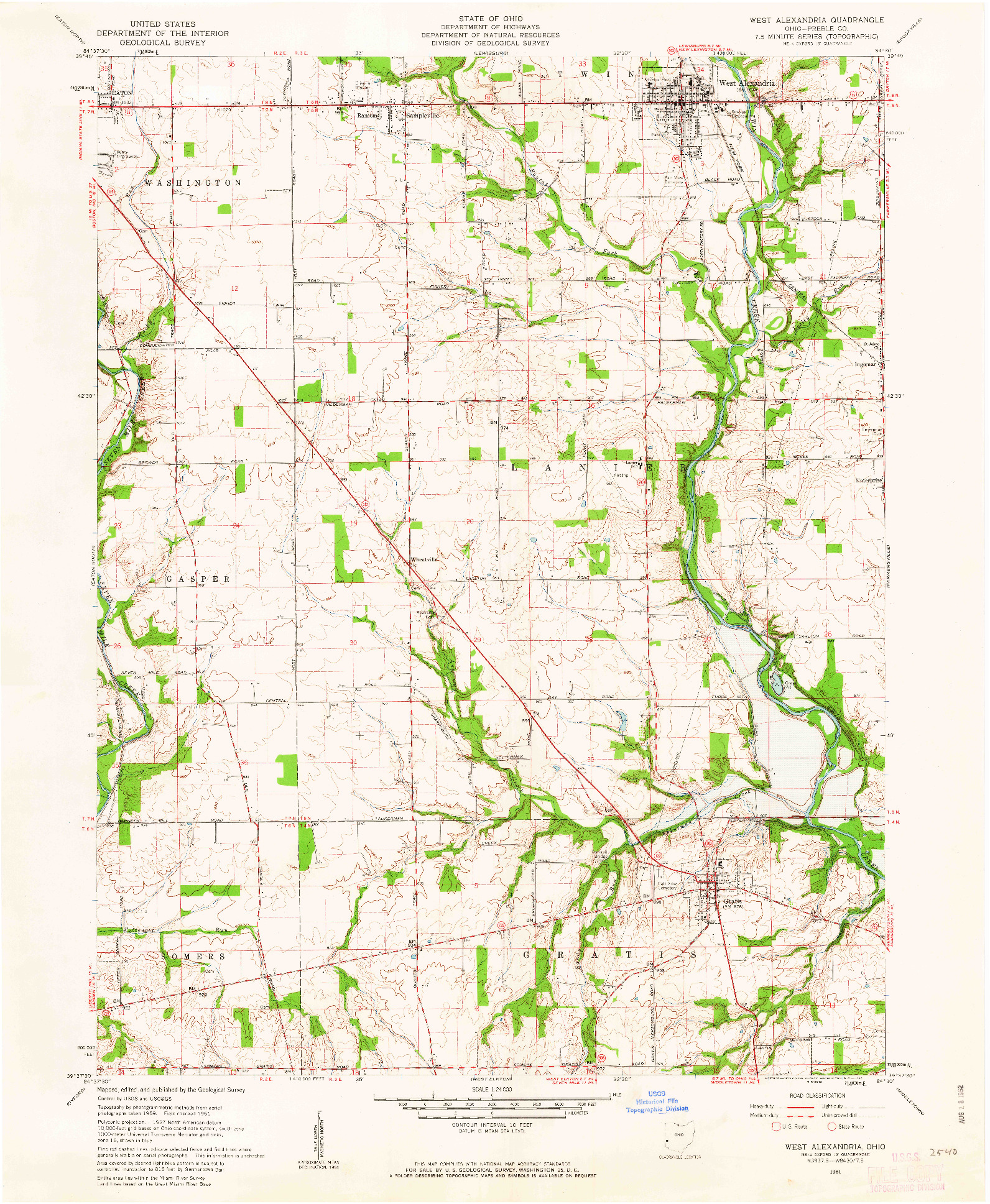 USGS 1:24000-SCALE QUADRANGLE FOR WEST ALEXANDRIA, OH 1961