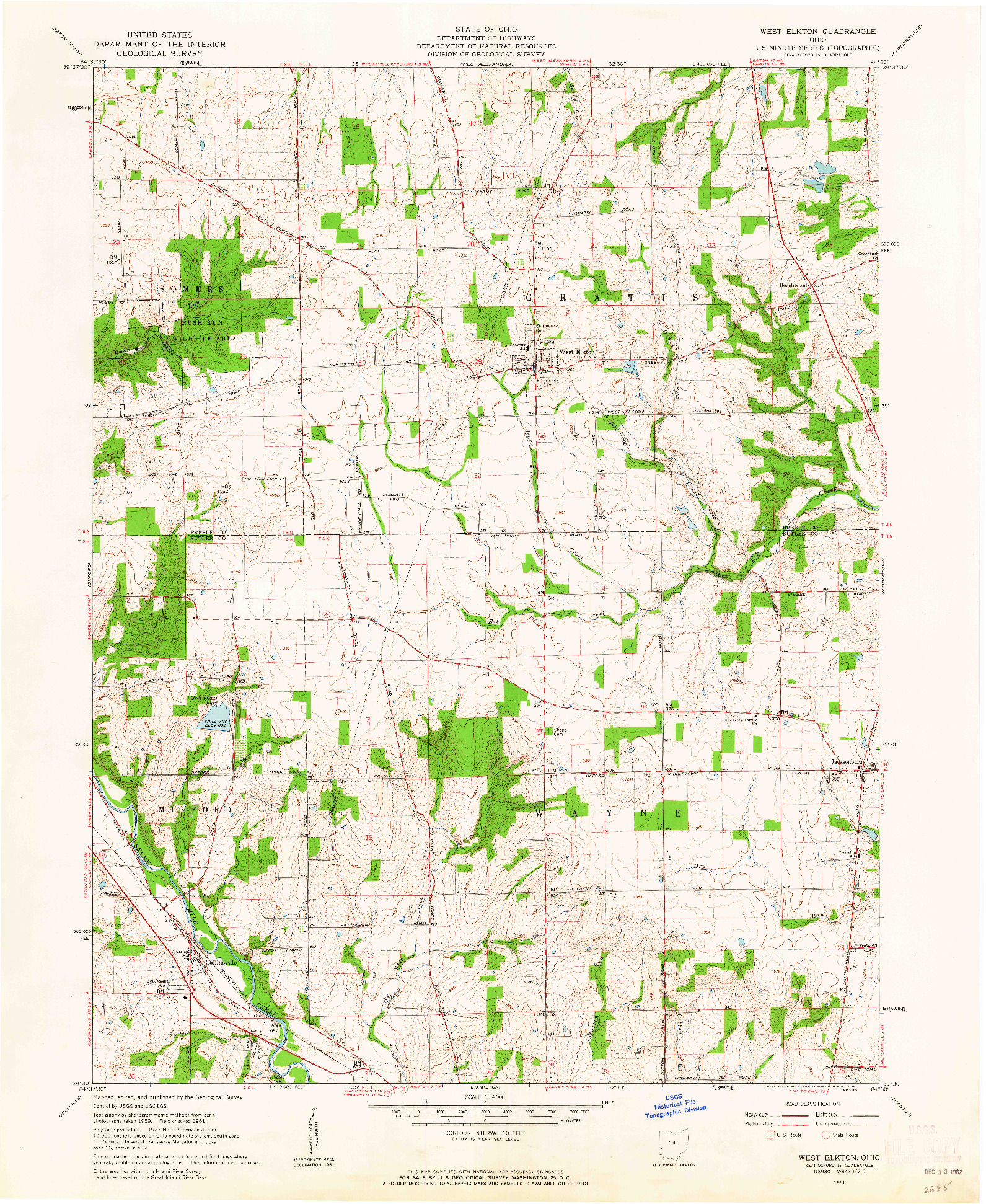 USGS 1:24000-SCALE QUADRANGLE FOR WEST ELKTON, OH 1961