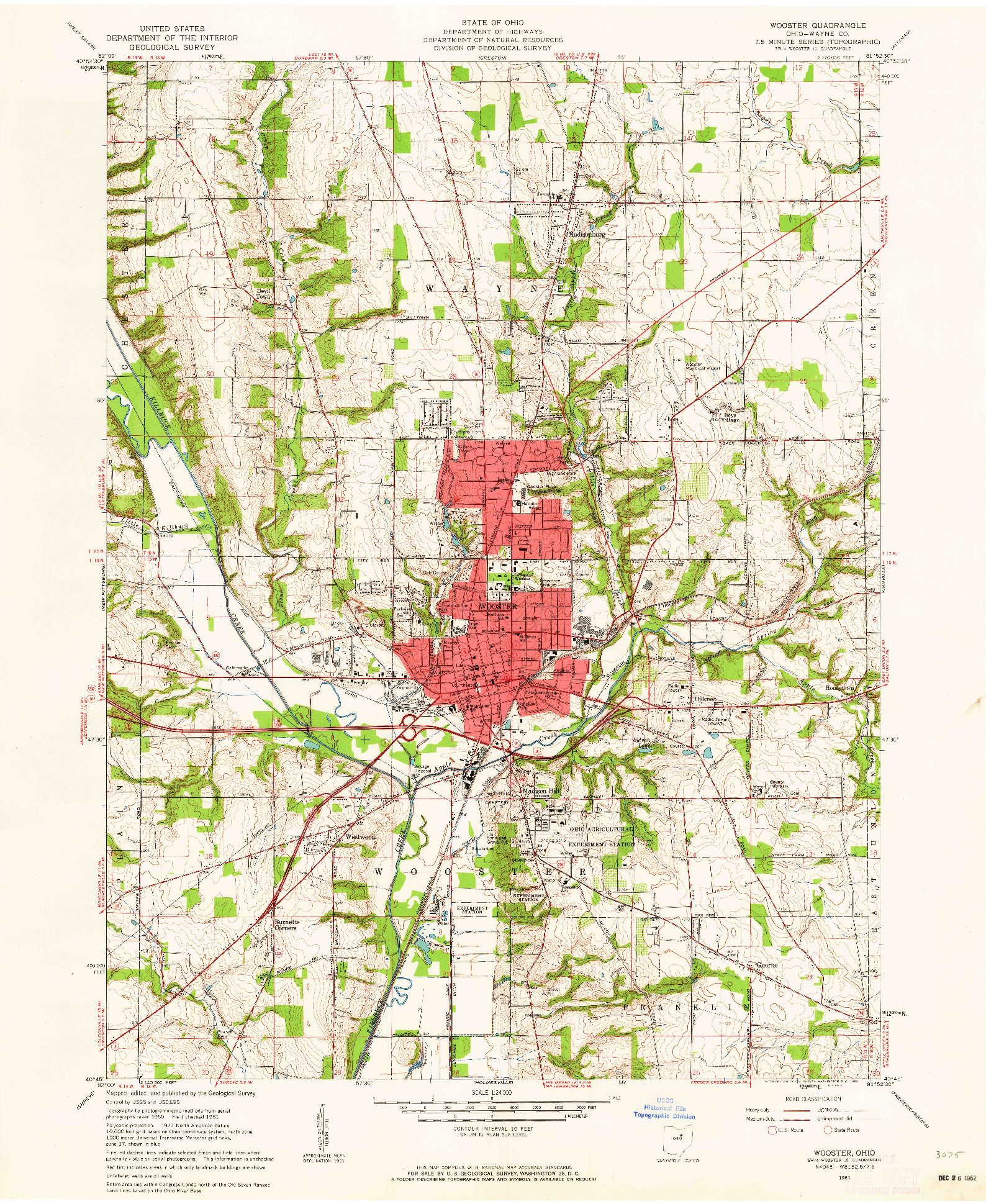 USGS 1:24000-SCALE QUADRANGLE FOR WOOSTER, OH 1961