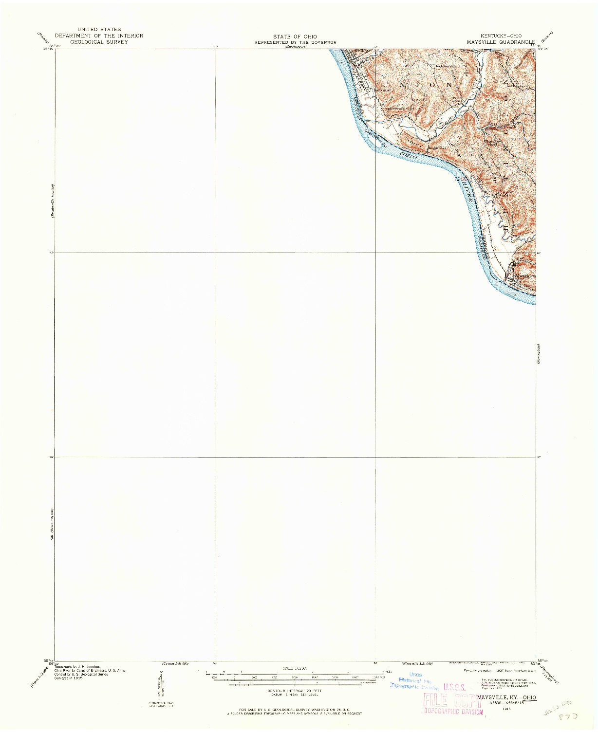 USGS 1:62500-SCALE QUADRANGLE FOR MAYSVILLE, OH 1915