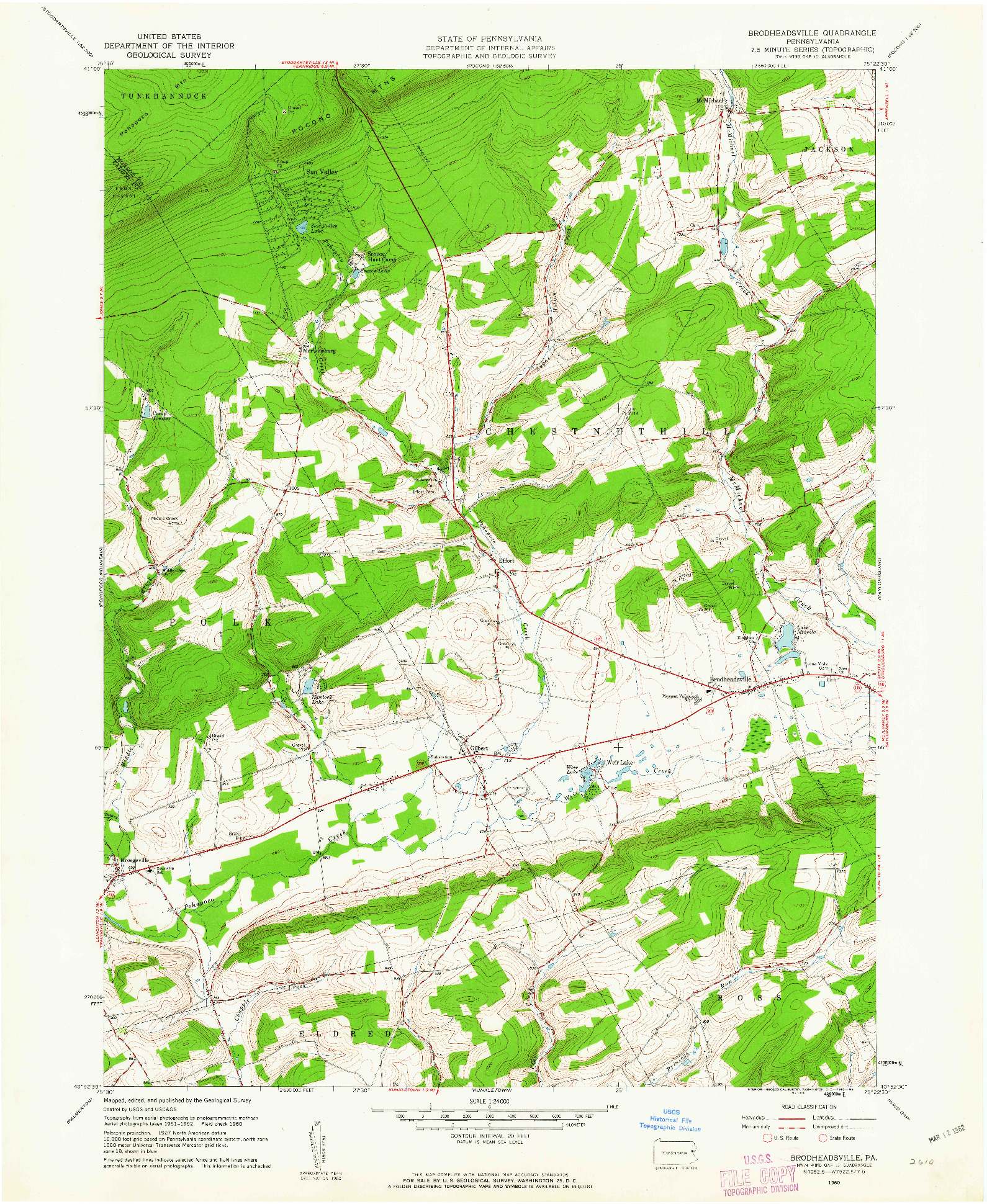 USGS 1:24000-SCALE QUADRANGLE FOR BROADHEADSVILLE, PA 1960