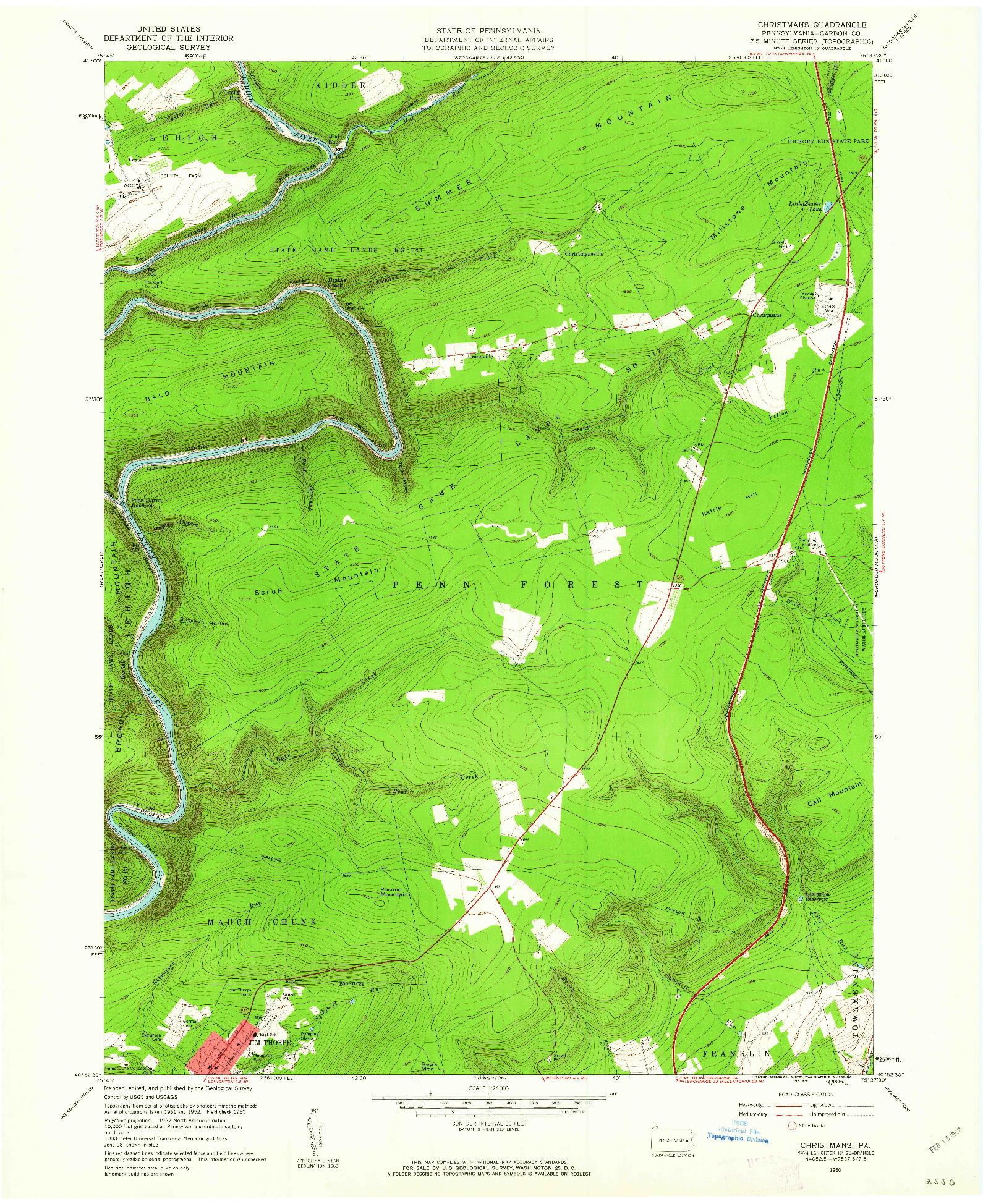 USGS 1:24000-SCALE QUADRANGLE FOR CHRISTMANS, PA 1960