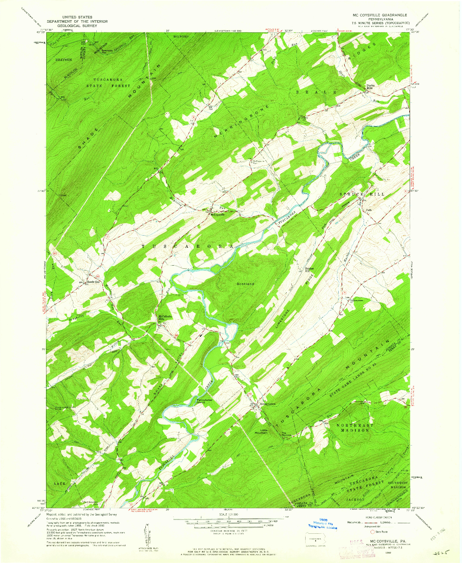 USGS 1:24000-SCALE QUADRANGLE FOR MC COYSVILLE, PA 1960