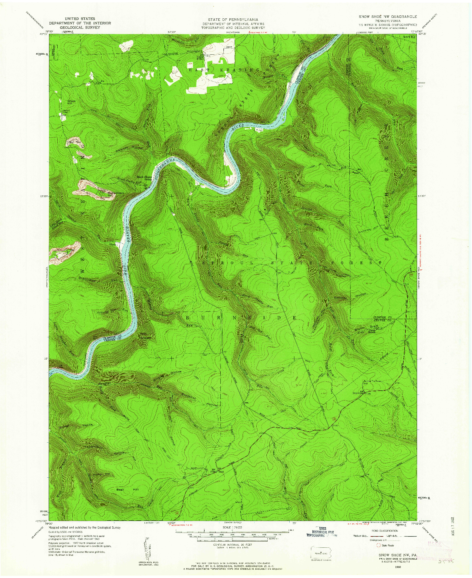 USGS 1:24000-SCALE QUADRANGLE FOR SNOW SHOE NW, PA 1960