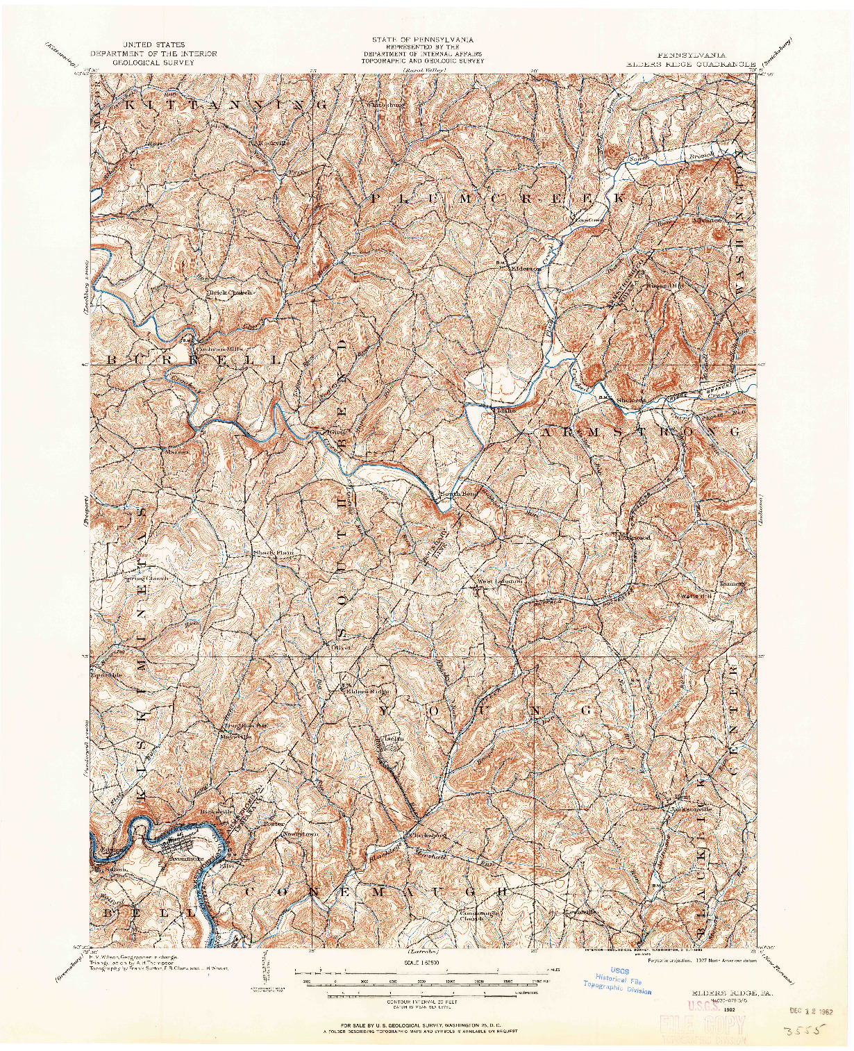 USGS 1:62500-SCALE QUADRANGLE FOR ELDERS RIDGE, PA 1902