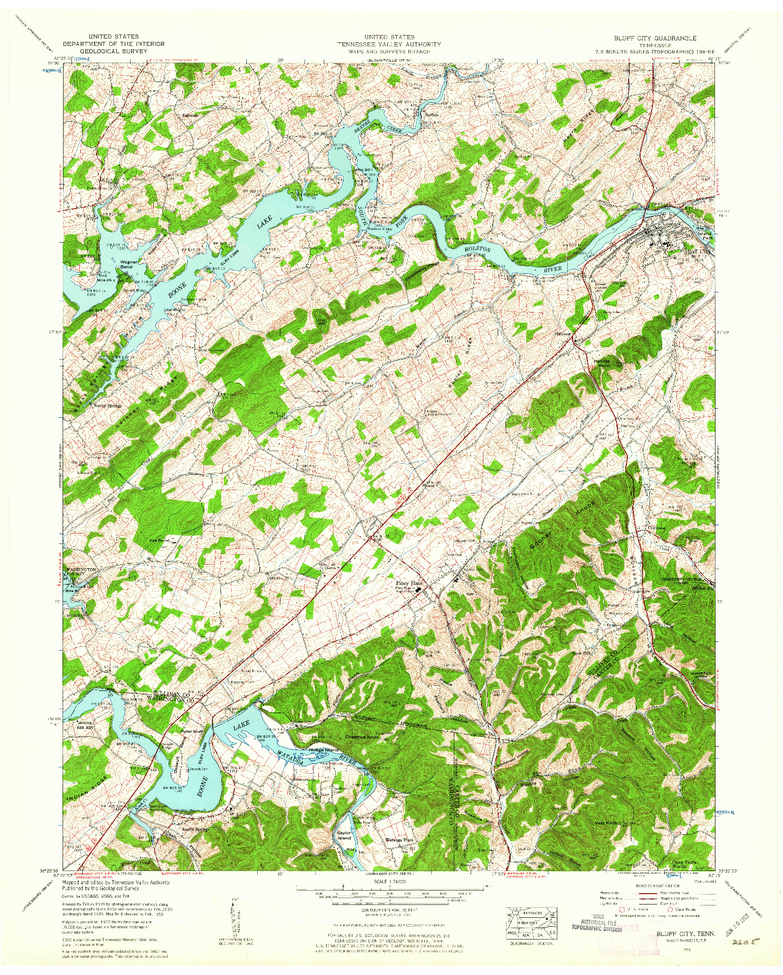 USGS 1:24000-SCALE QUADRANGLE FOR BLUFF CITY, TN 1959