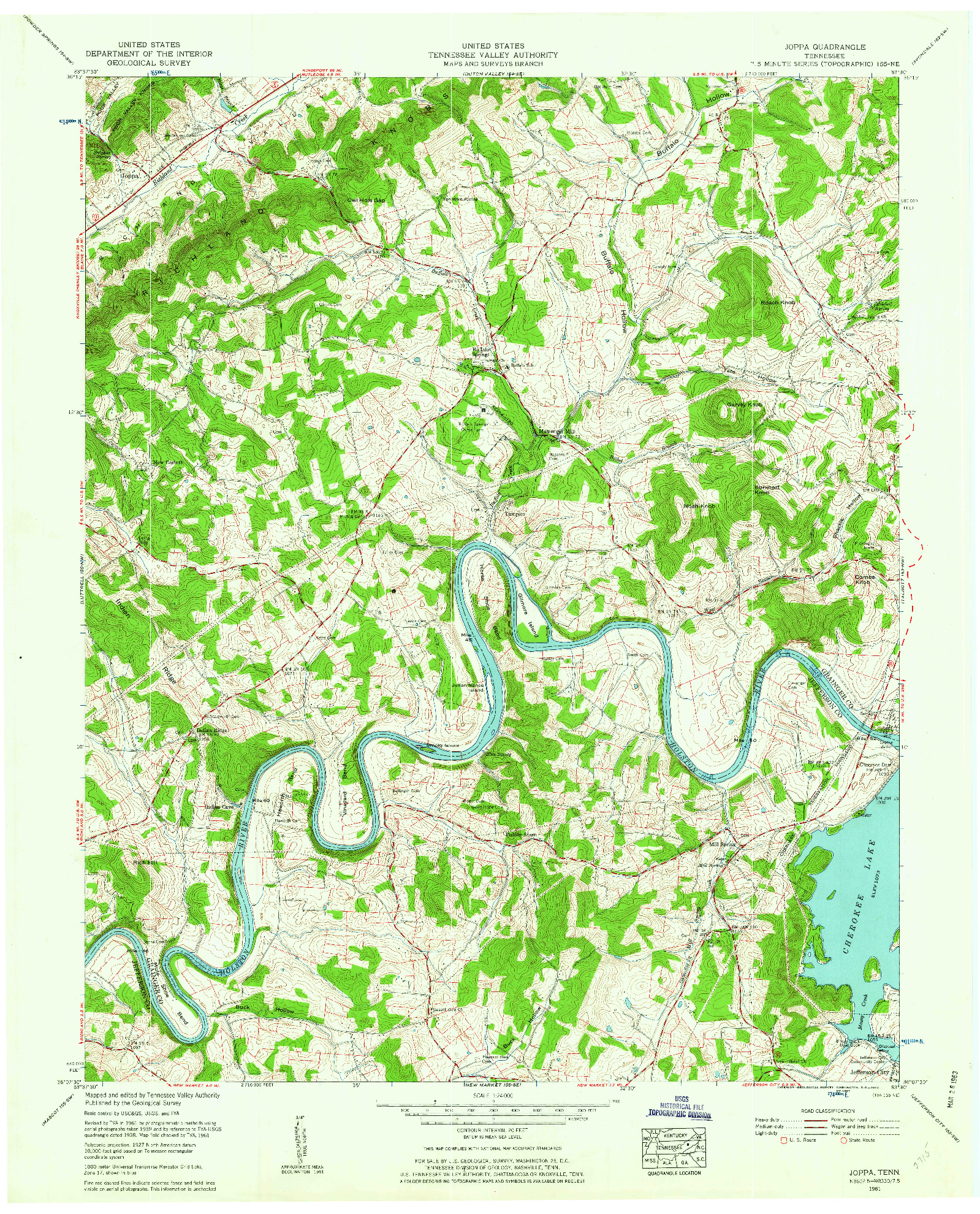 USGS 1:24000-SCALE QUADRANGLE FOR JOPPA, TN 1961