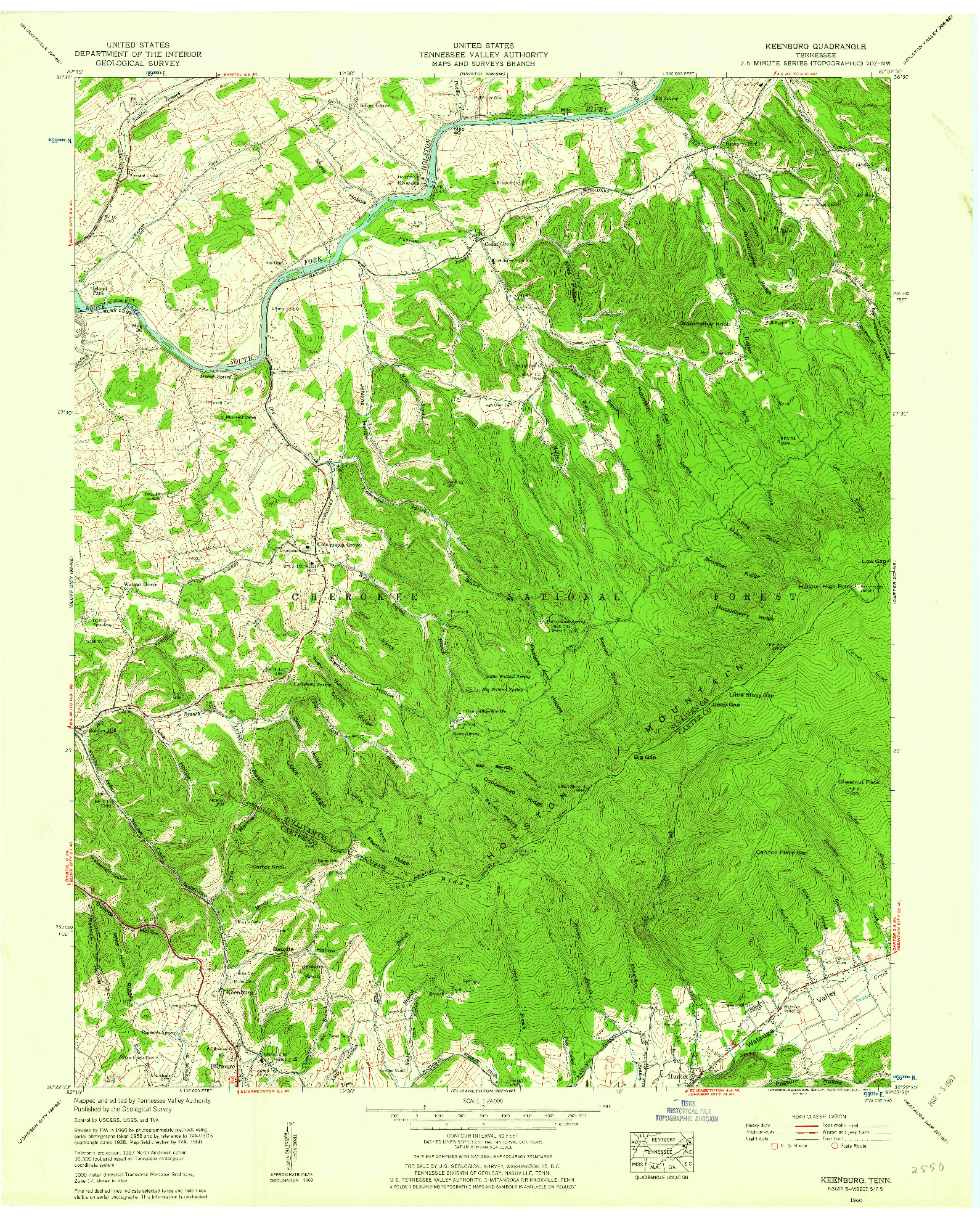 USGS 1:24000-SCALE QUADRANGLE FOR KEENBURG, TN 1960