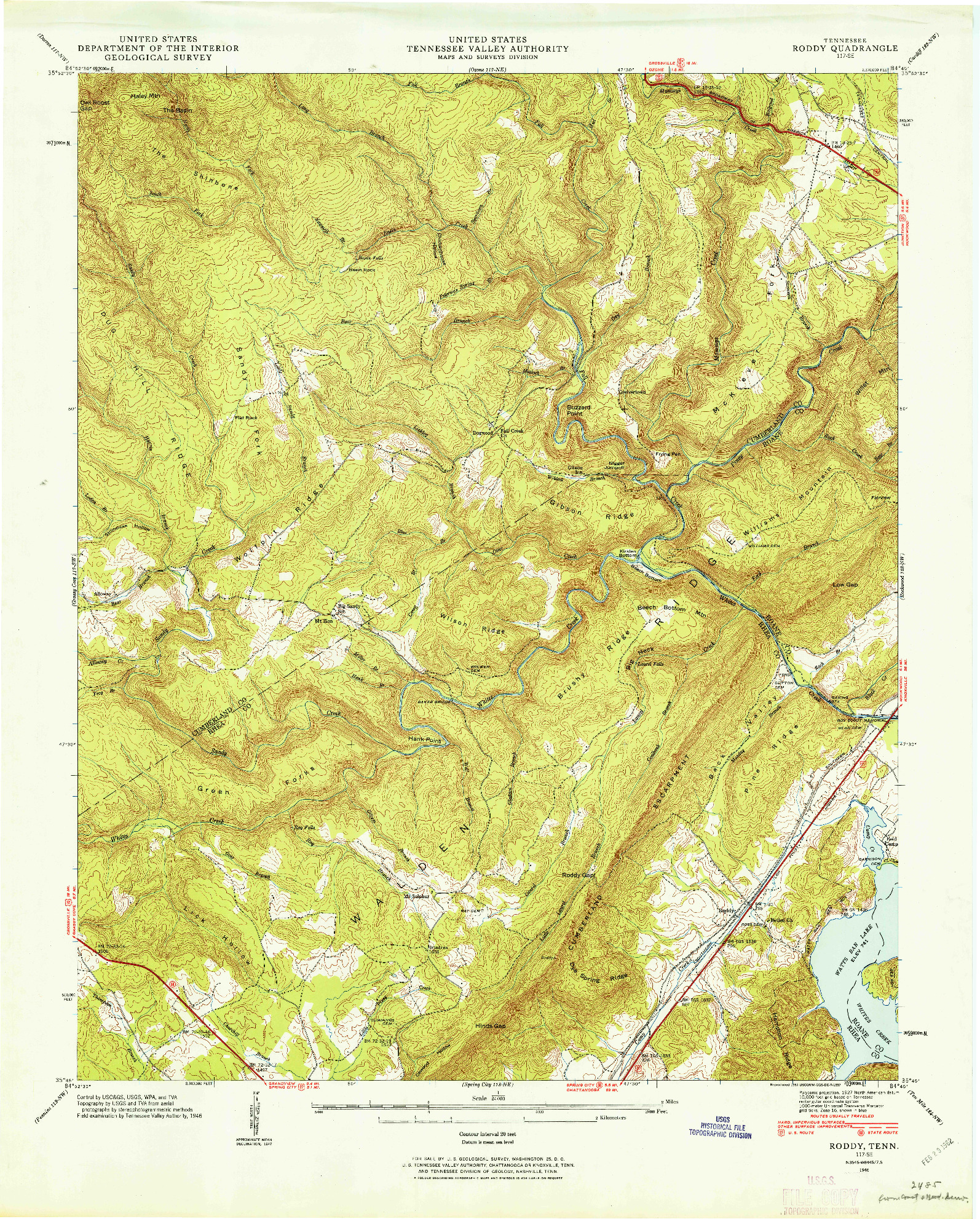 USGS 1:24000-SCALE QUADRANGLE FOR RODDY, TN 1946