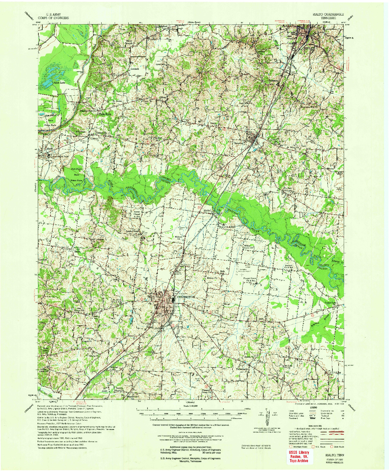 USGS 1:62500-SCALE QUADRANGLE FOR RIALTO, TN 1962