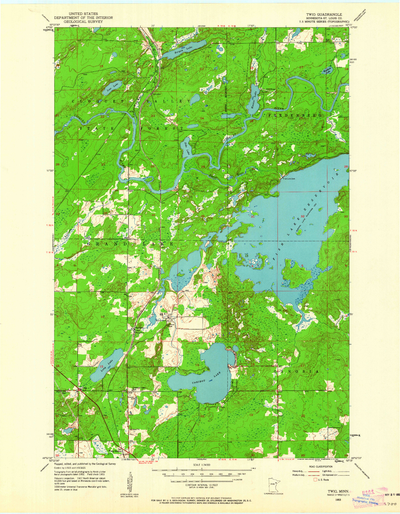 USGS 1:24000-SCALE QUADRANGLE FOR TWIG, MN 1953