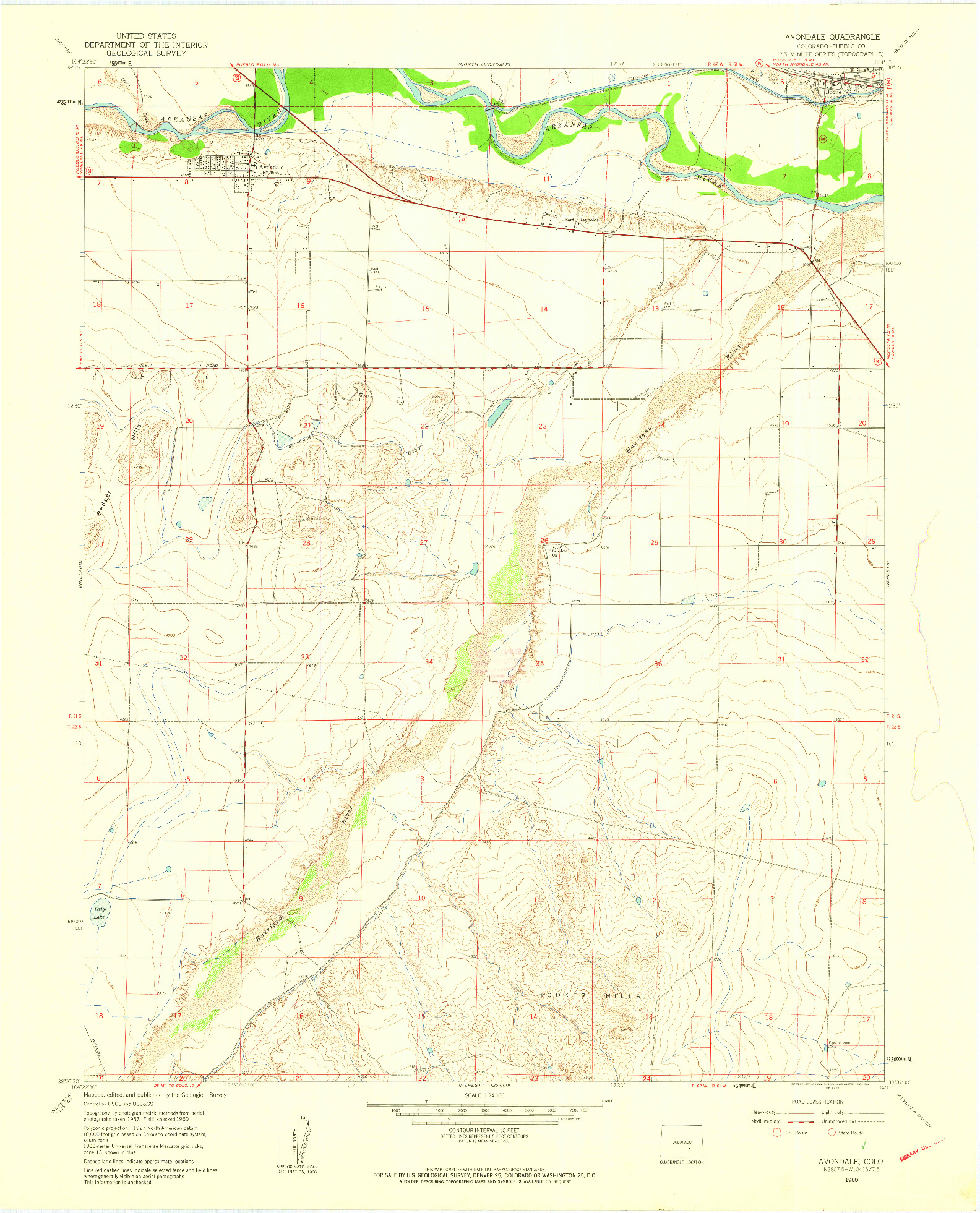 USGS 1:24000-SCALE QUADRANGLE FOR AVONDALE, CO 1960