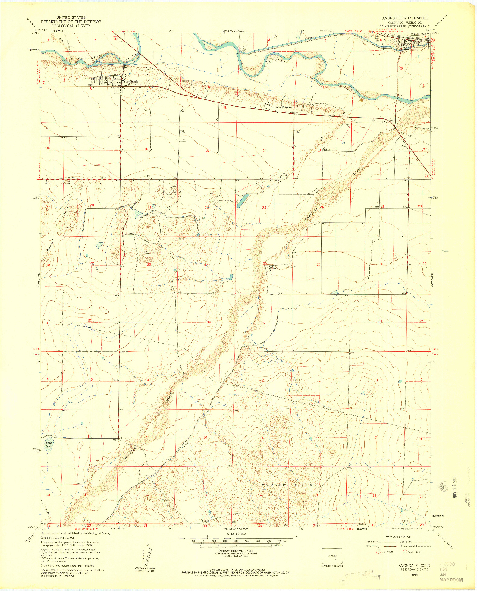 USGS 1:24000-SCALE QUADRANGLE FOR AVONDALE, CO 1960