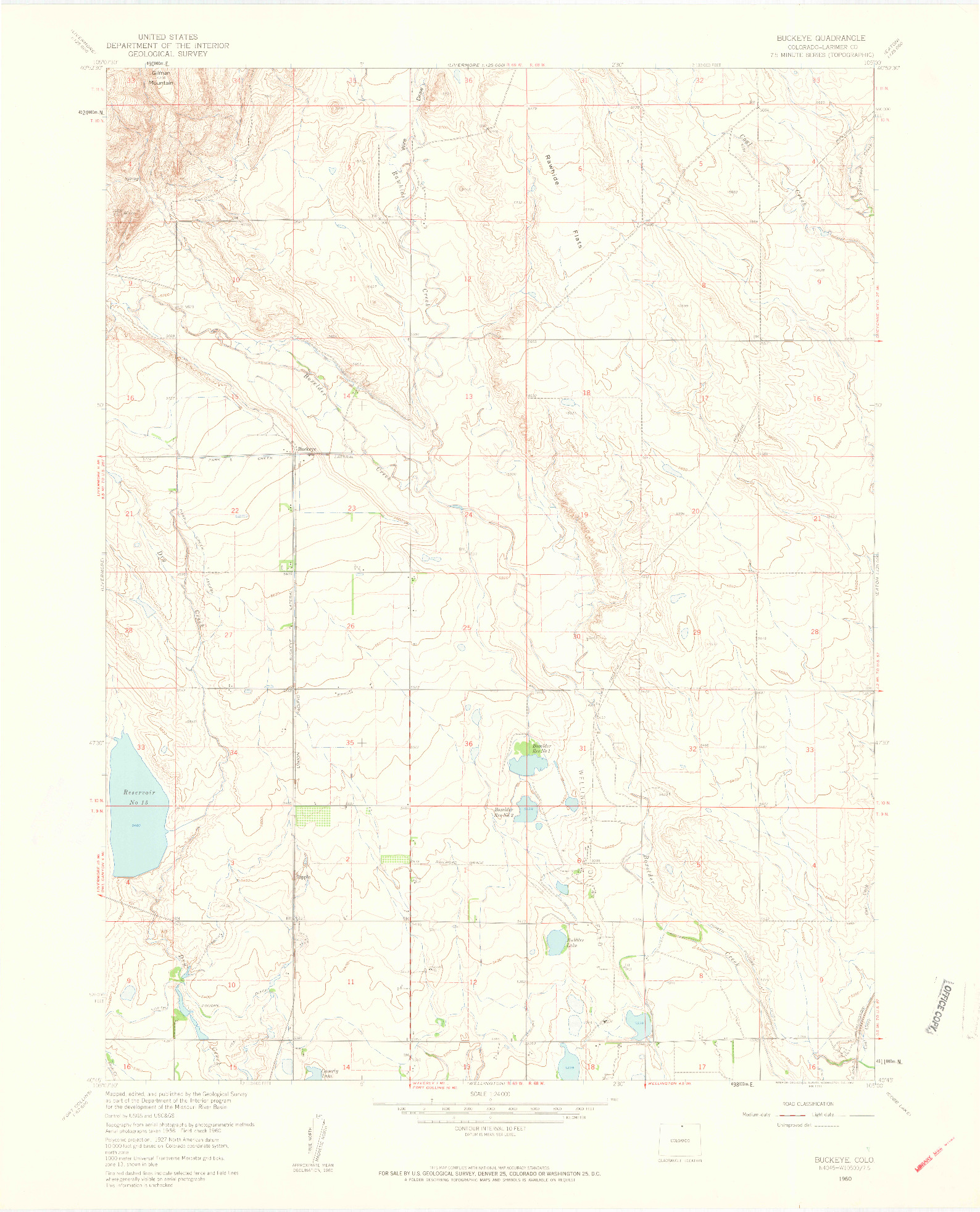 USGS 1:24000-SCALE QUADRANGLE FOR BUCKEYE, CO 1960