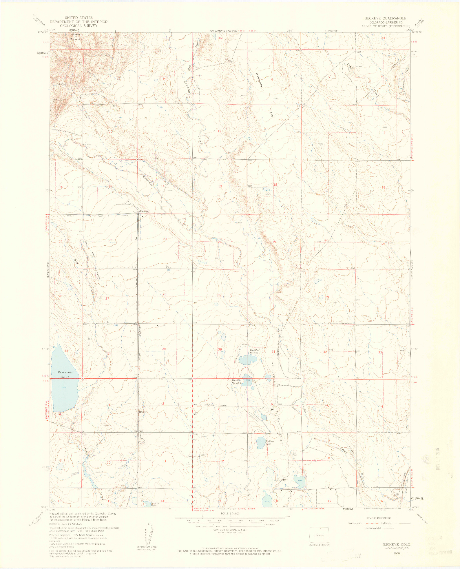 USGS 1:24000-SCALE QUADRANGLE FOR BUCKEYE, CO 1960