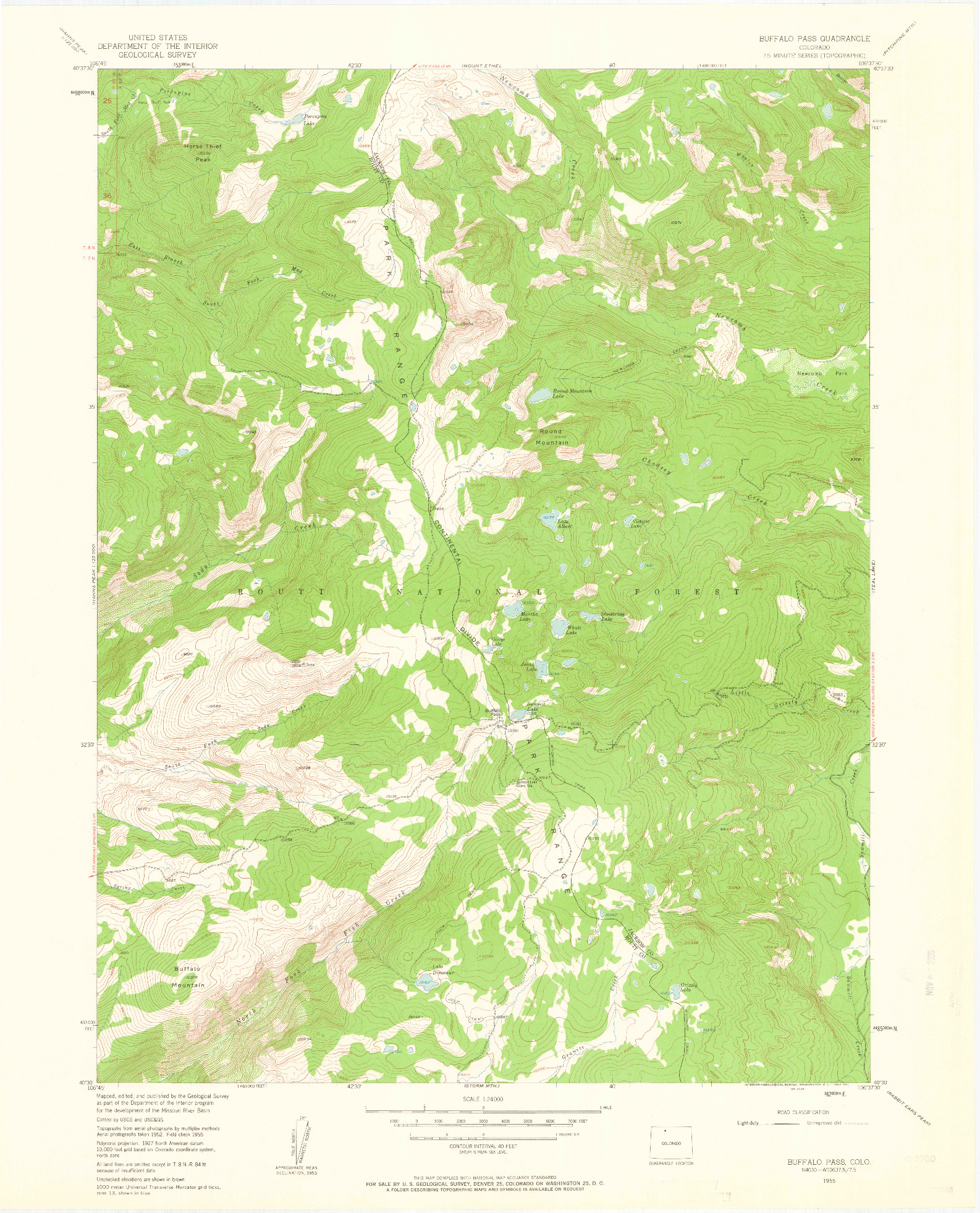 USGS 1:24000-SCALE QUADRANGLE FOR BUFFALO PASS, CO 1955