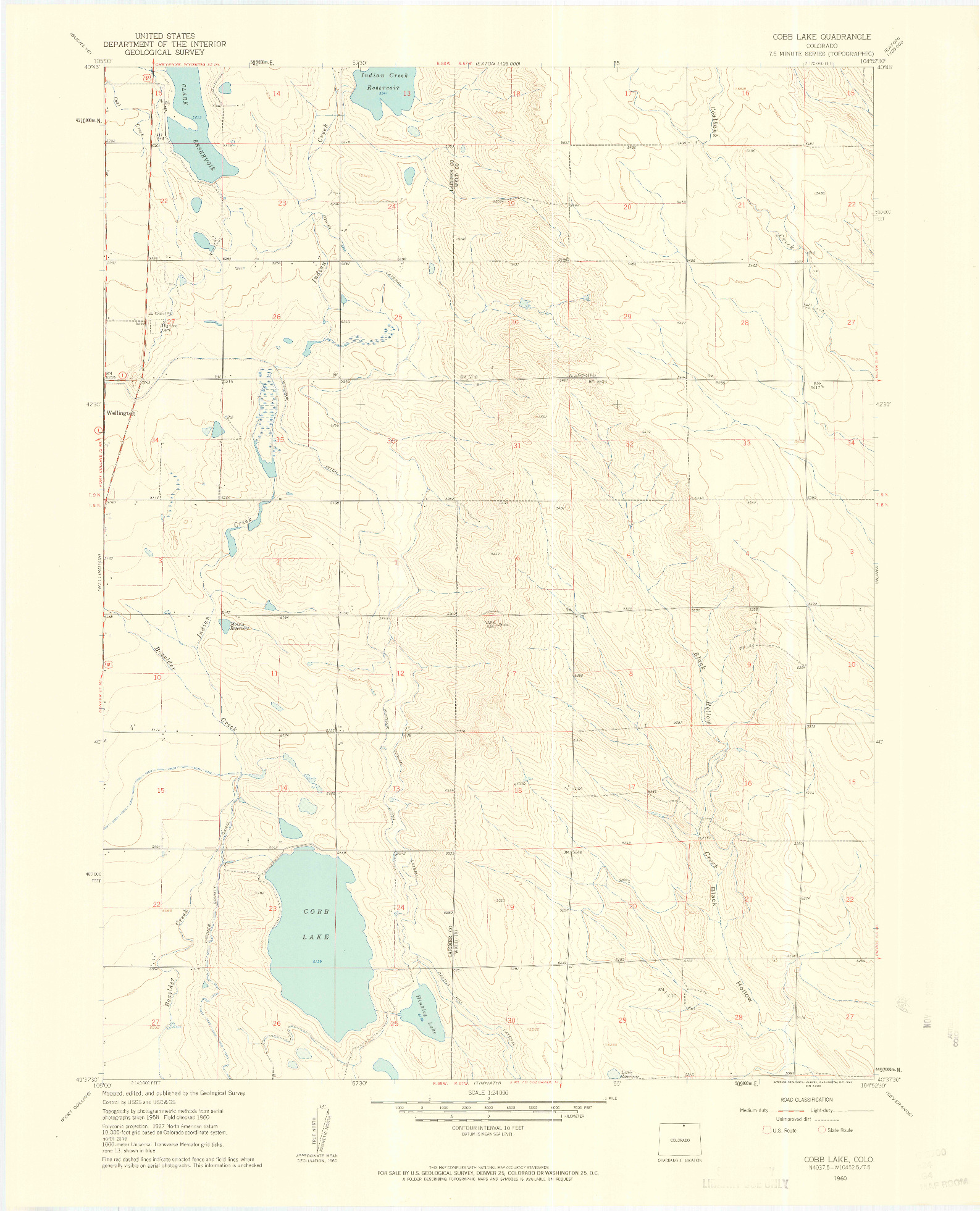 USGS 1:24000-SCALE QUADRANGLE FOR COBB LAKE, CO 1960