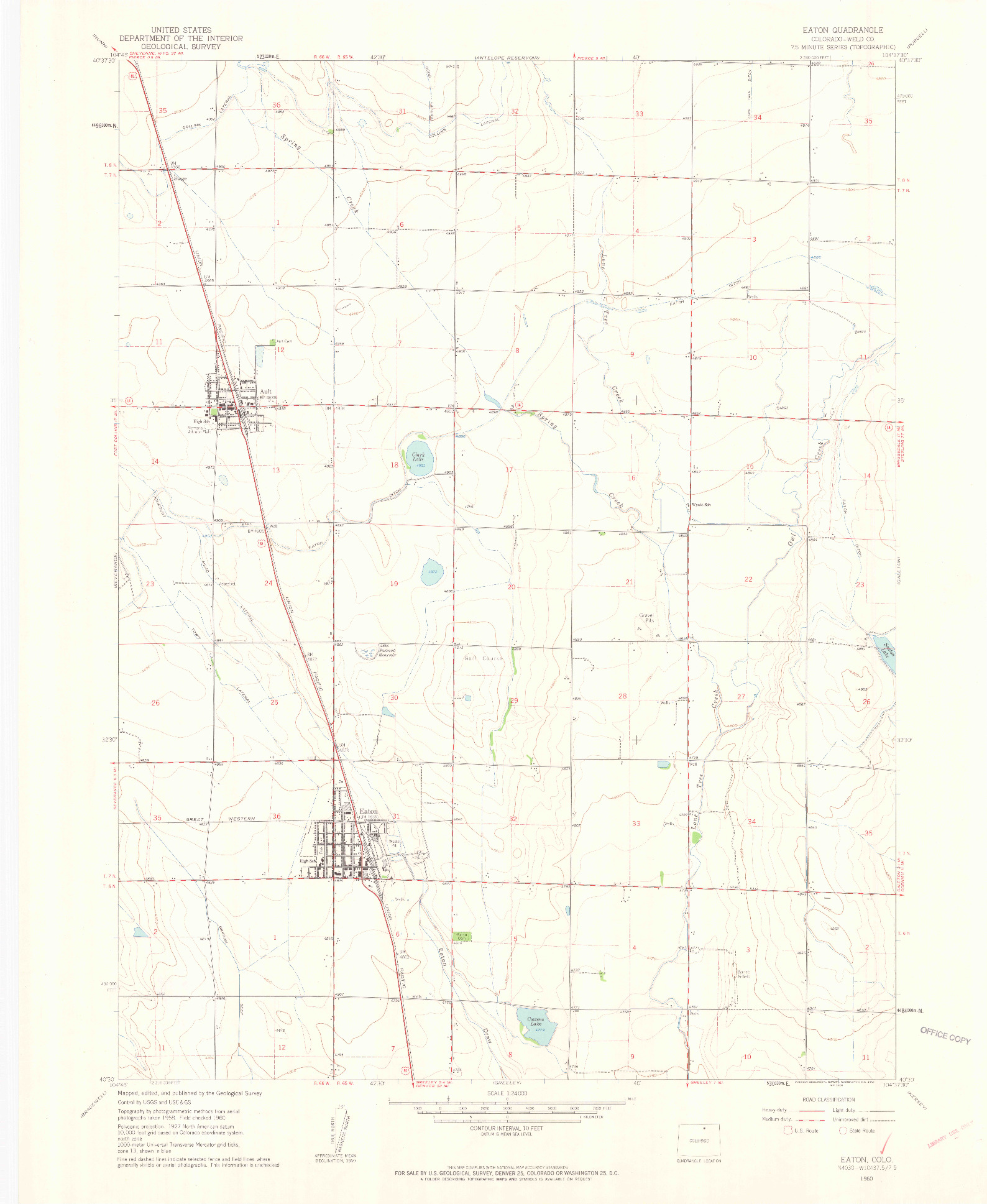 USGS 1:24000-SCALE QUADRANGLE FOR EATON, CO 1960