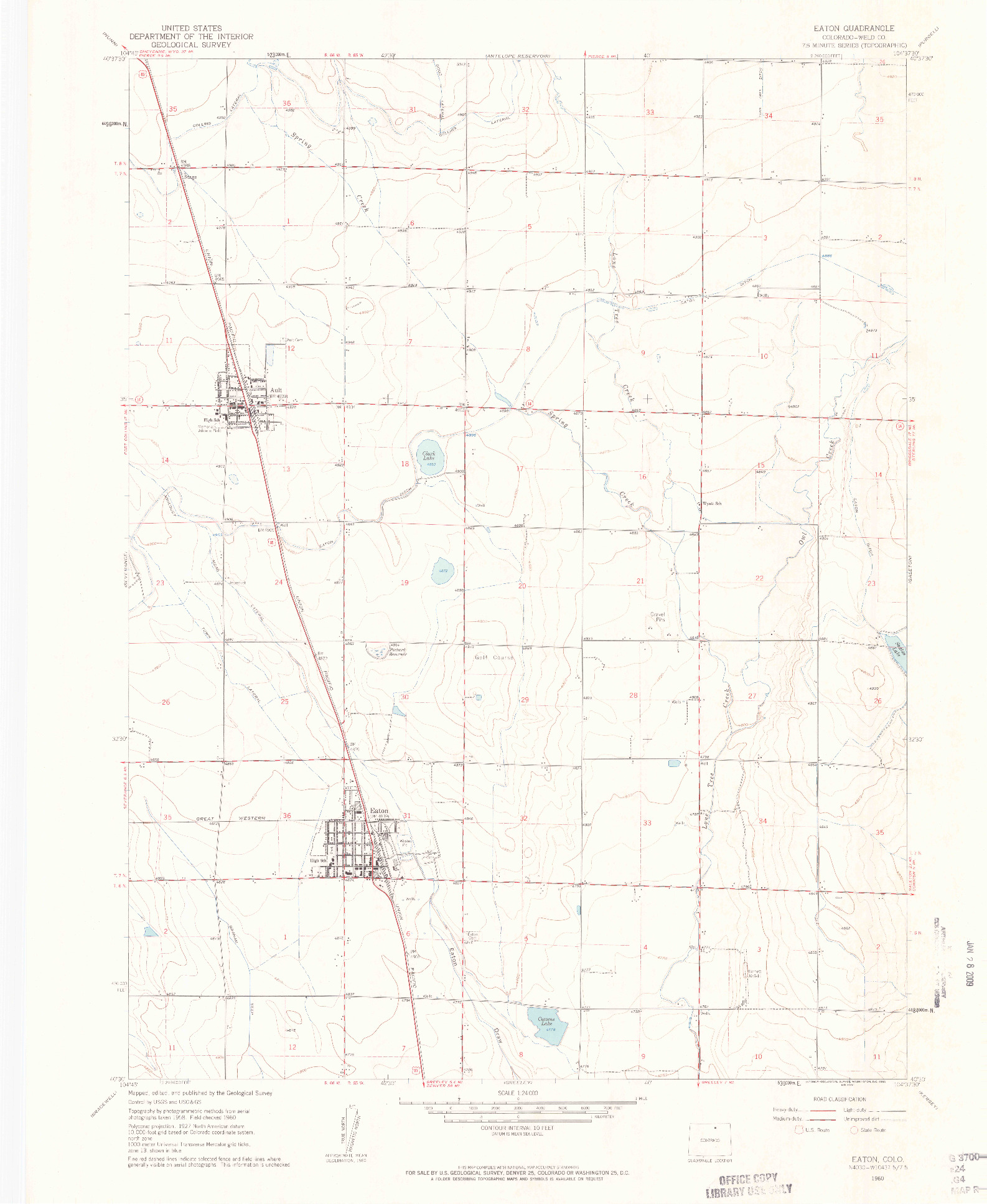 USGS 1:24000-SCALE QUADRANGLE FOR EATON, CO 1960