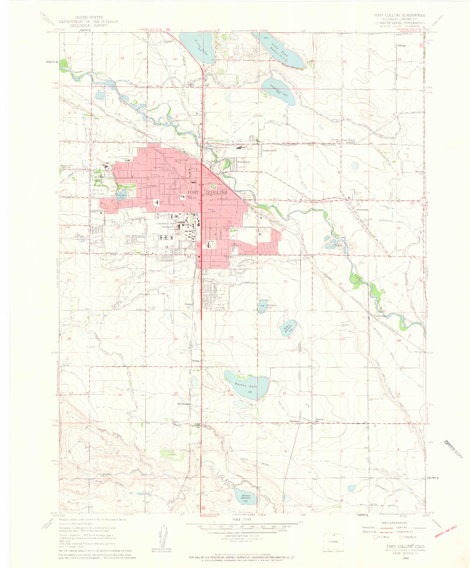USGS 1:24000-SCALE QUADRANGLE FOR FORT COLLINS, CO 1960