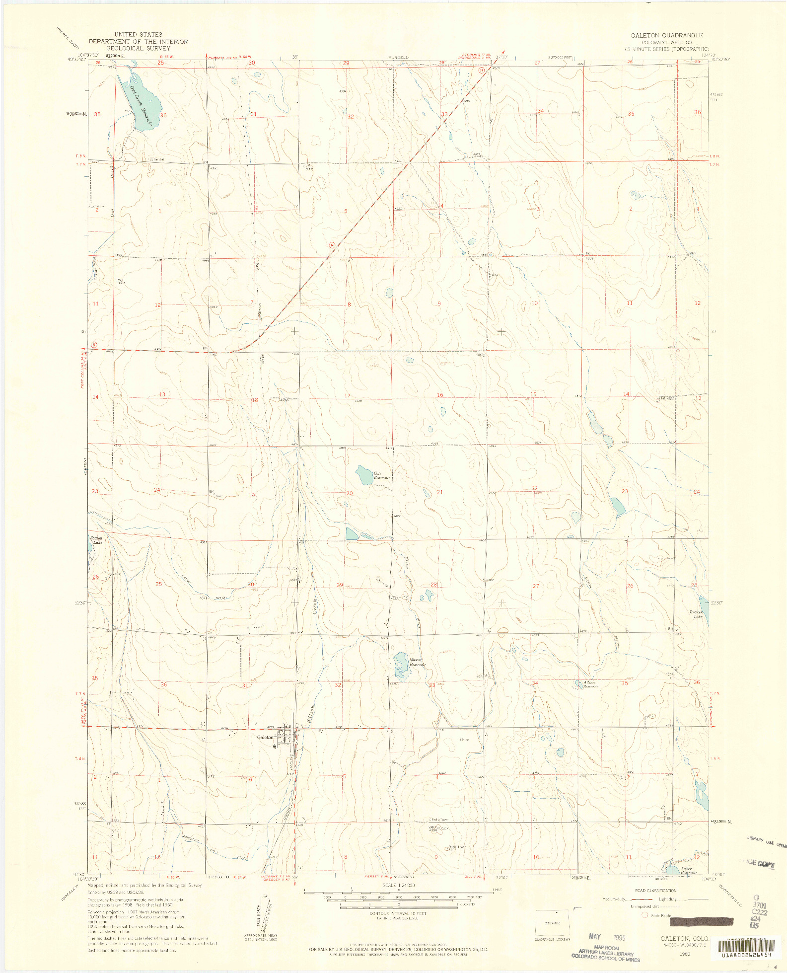 USGS 1:24000-SCALE QUADRANGLE FOR GALETON, CO 1960