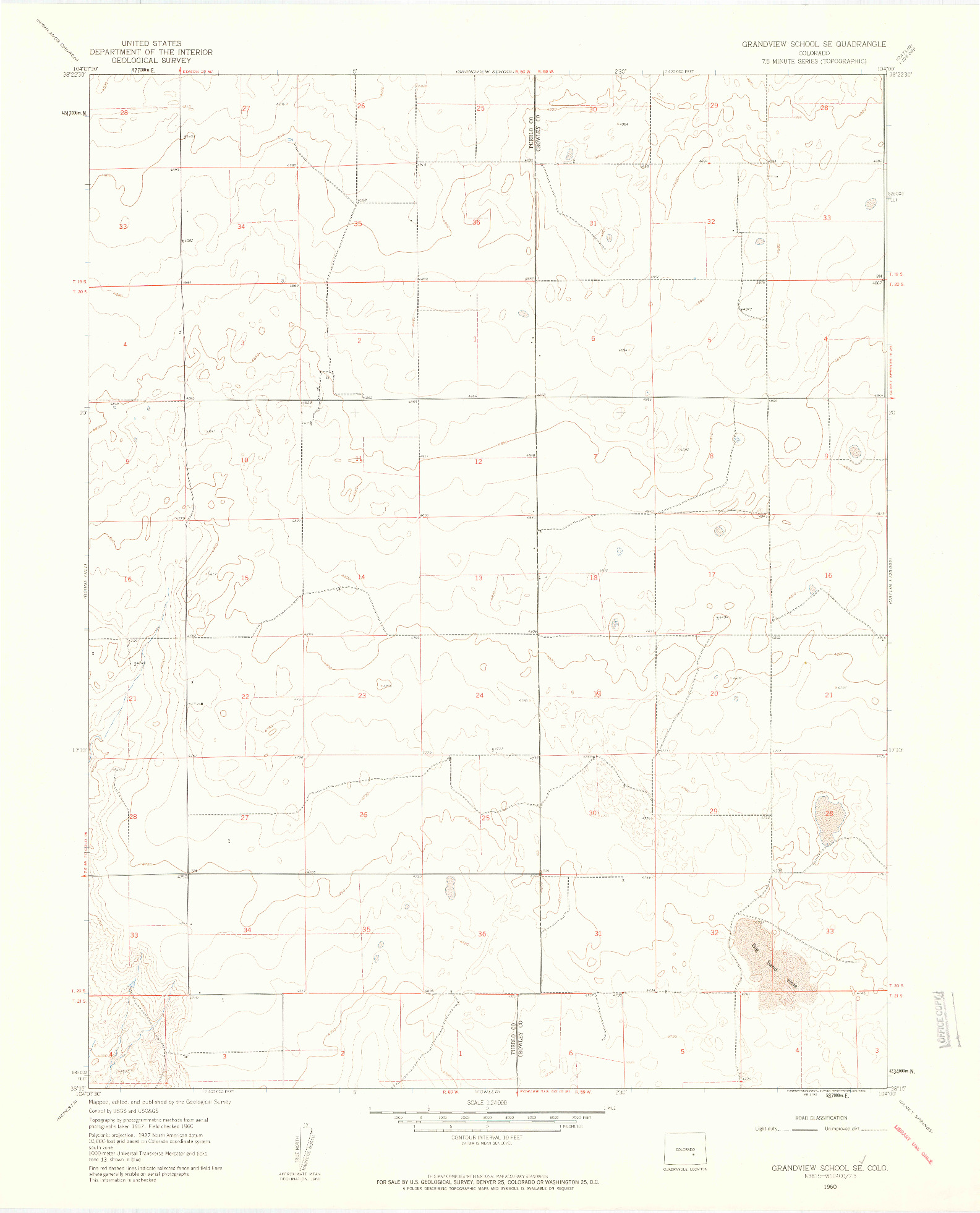 USGS 1:24000-SCALE QUADRANGLE FOR GRANDVIEW SCHOOL SE, CO 1960