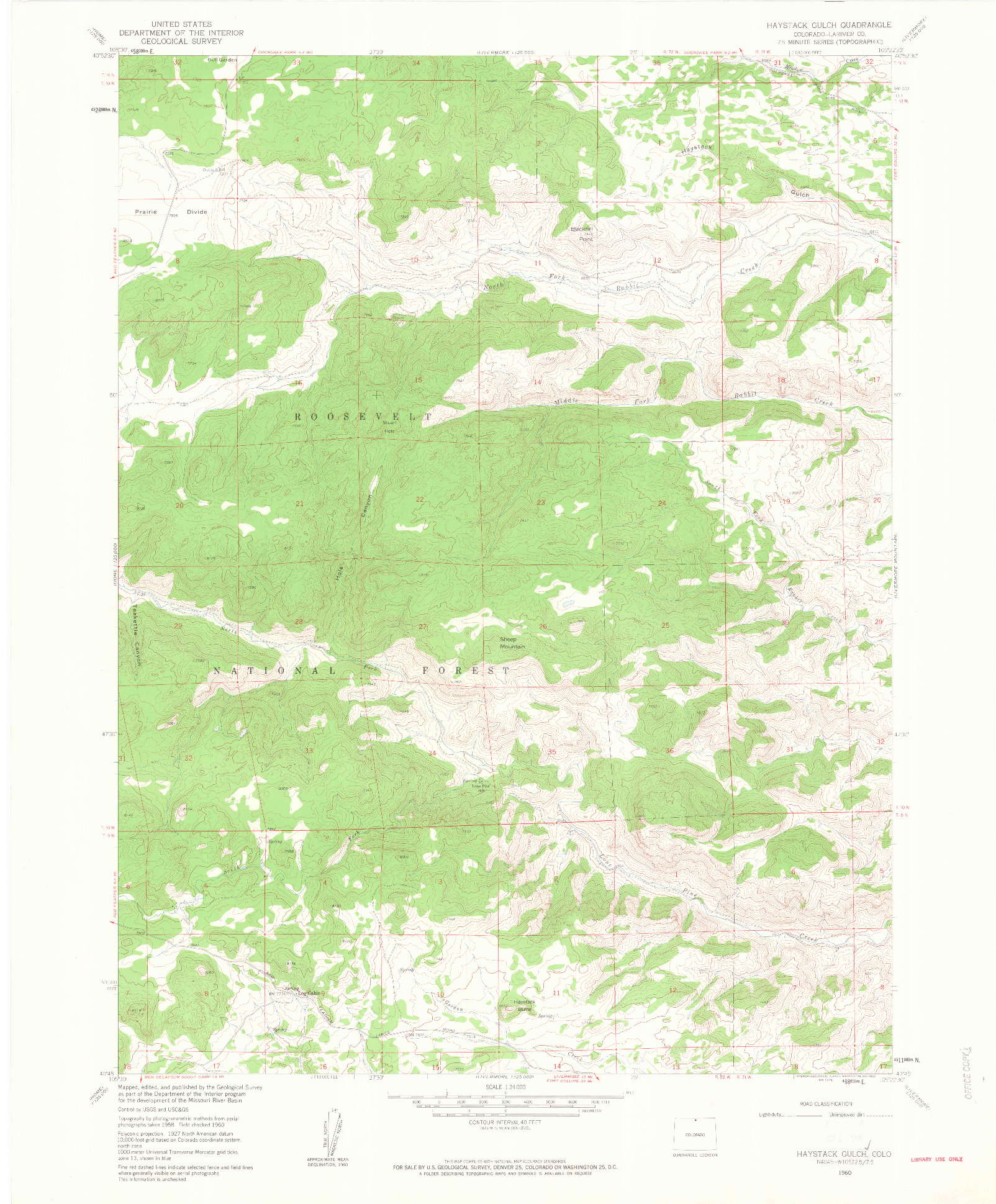 USGS 1:24000-SCALE QUADRANGLE FOR HAYSTACK GULCH, CO 1960