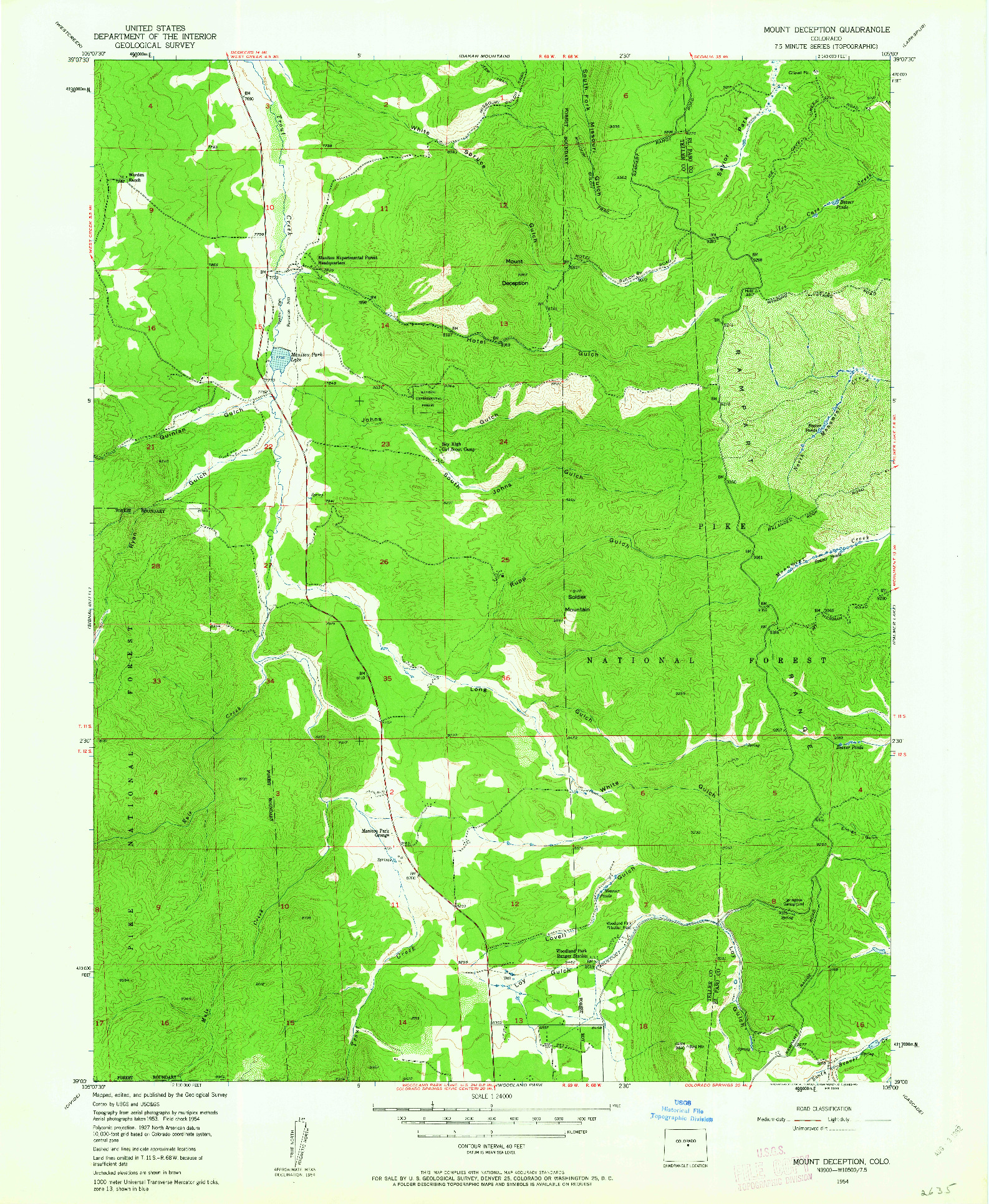 USGS 1:24000-SCALE QUADRANGLE FOR MOUNT DECEPTION, CO 1954