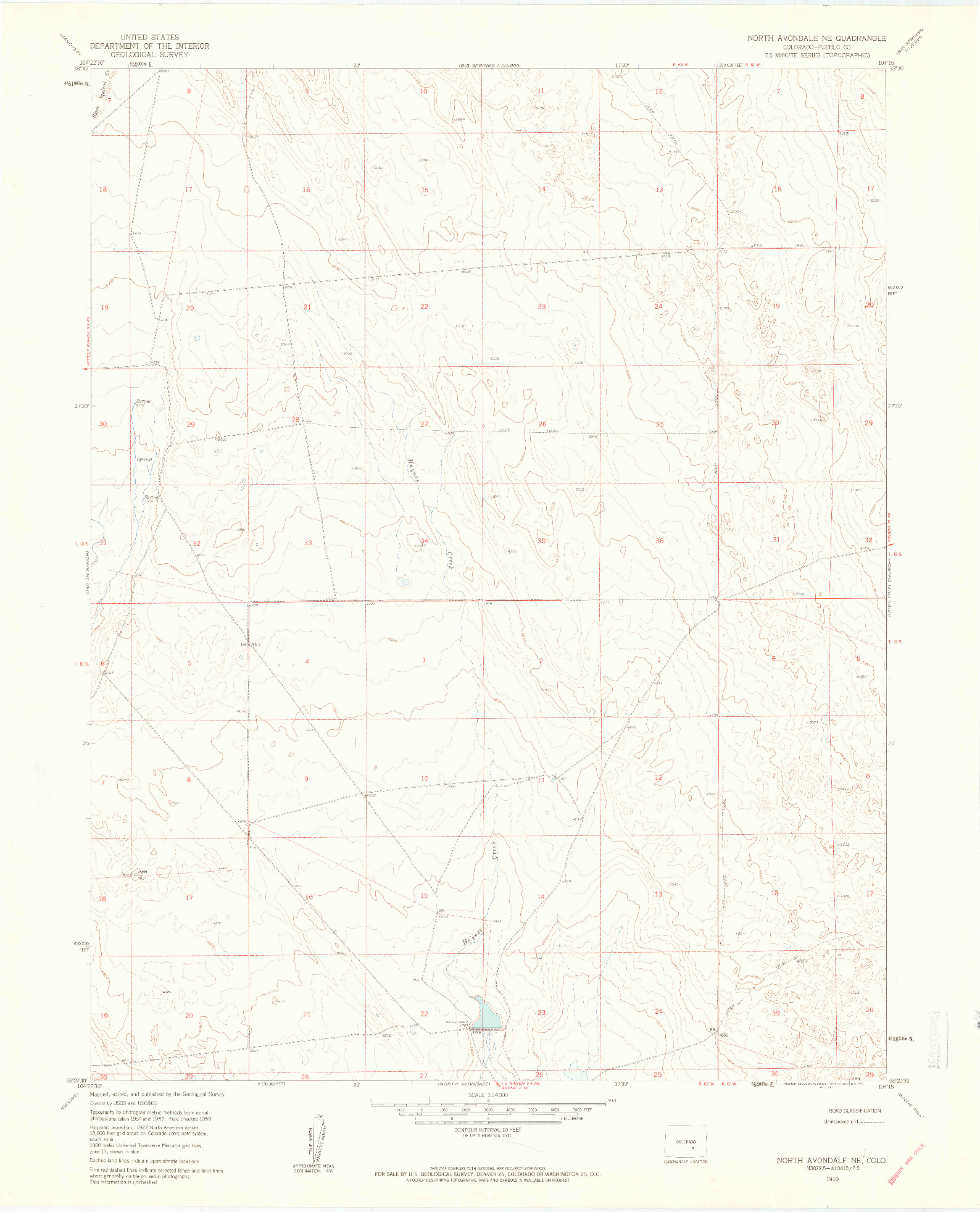 USGS 1:24000-SCALE QUADRANGLE FOR NORTH AVONDALE NE, CO 1959
