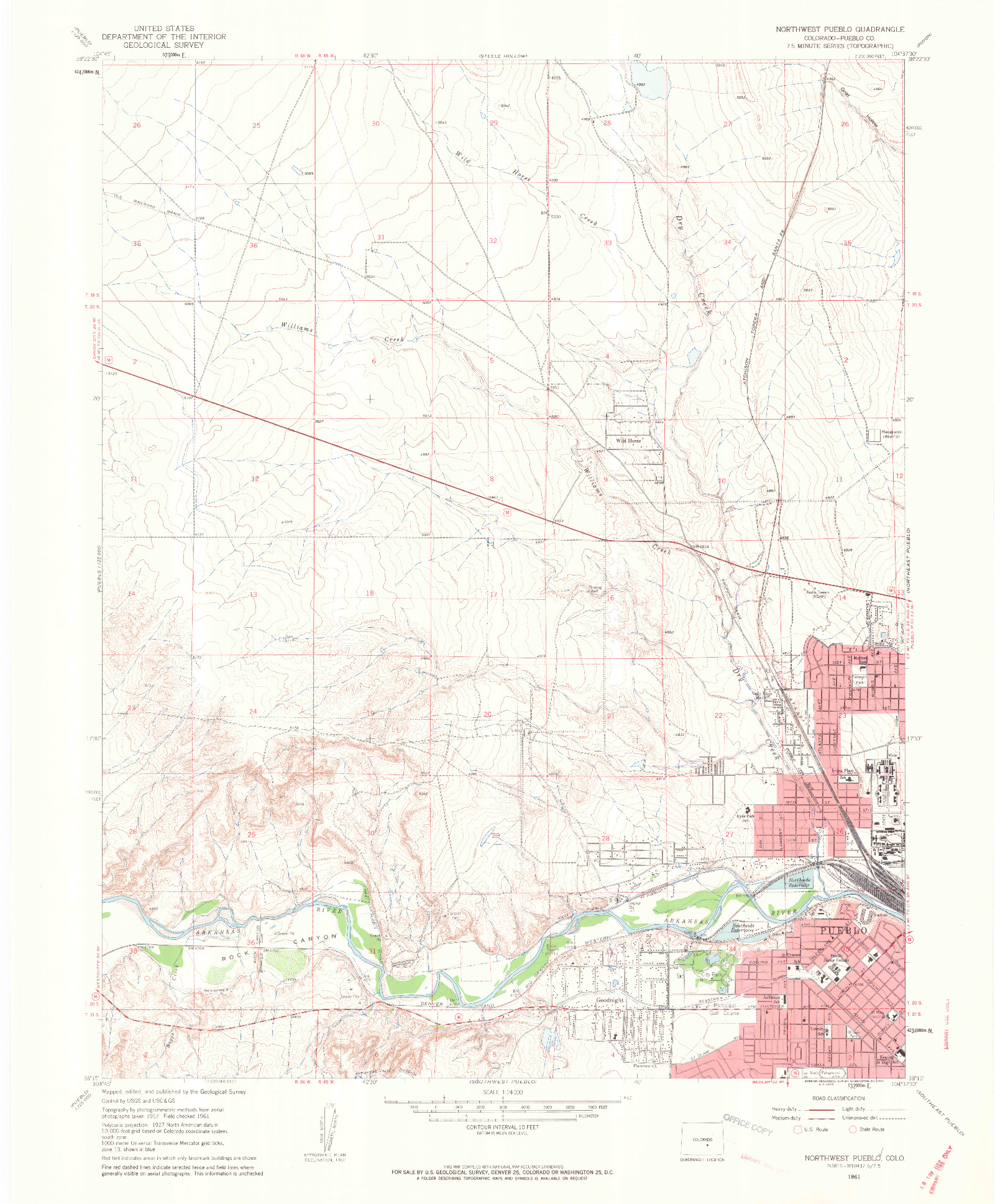 USGS 1:24000-SCALE QUADRANGLE FOR NORTHWEST PUEBLO, CO 1961